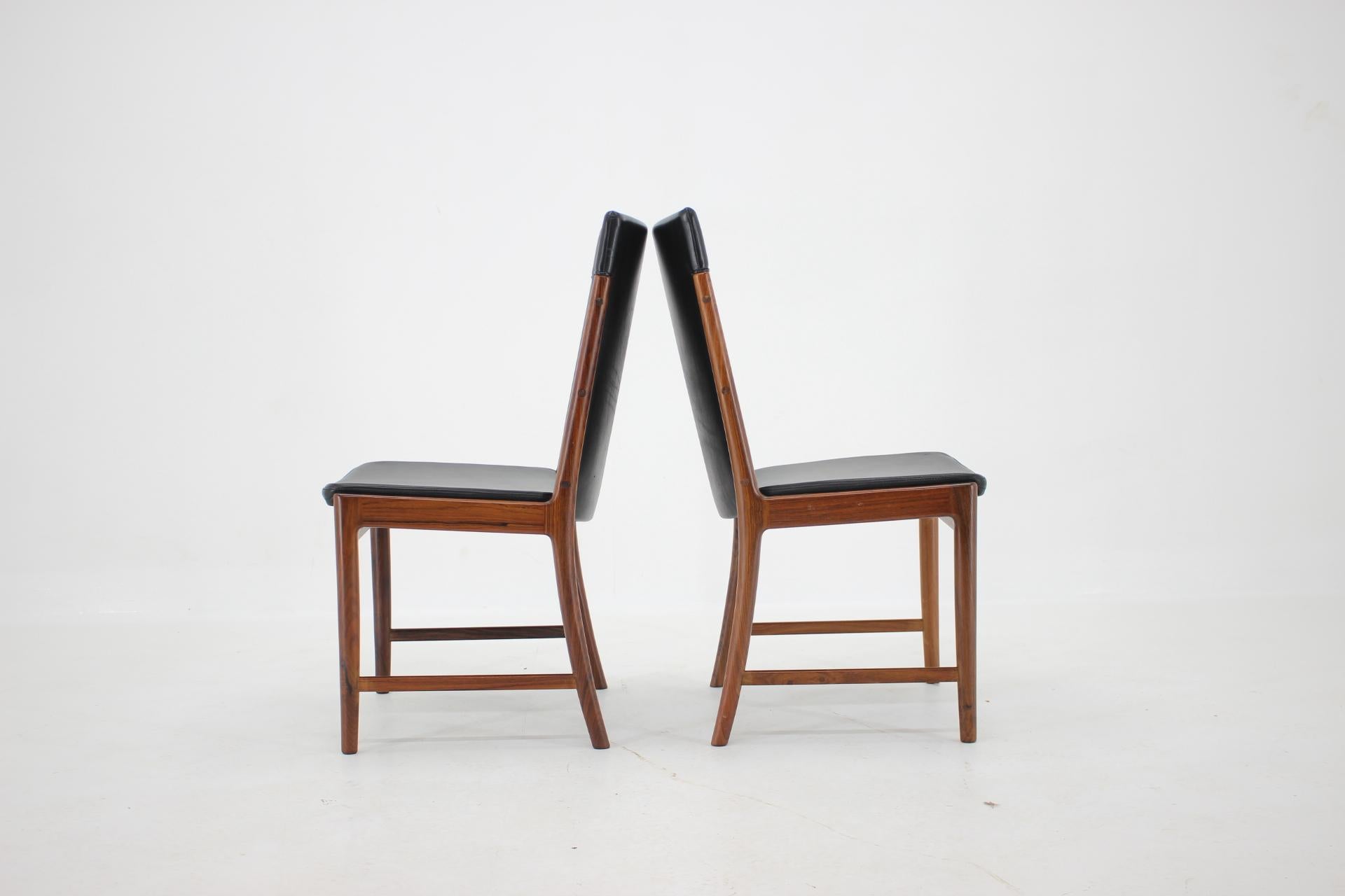 Mid-20th Century 1960s Kai Lyngfelt-Larsen Set of Eight Palisander/Leather Dining Chairs