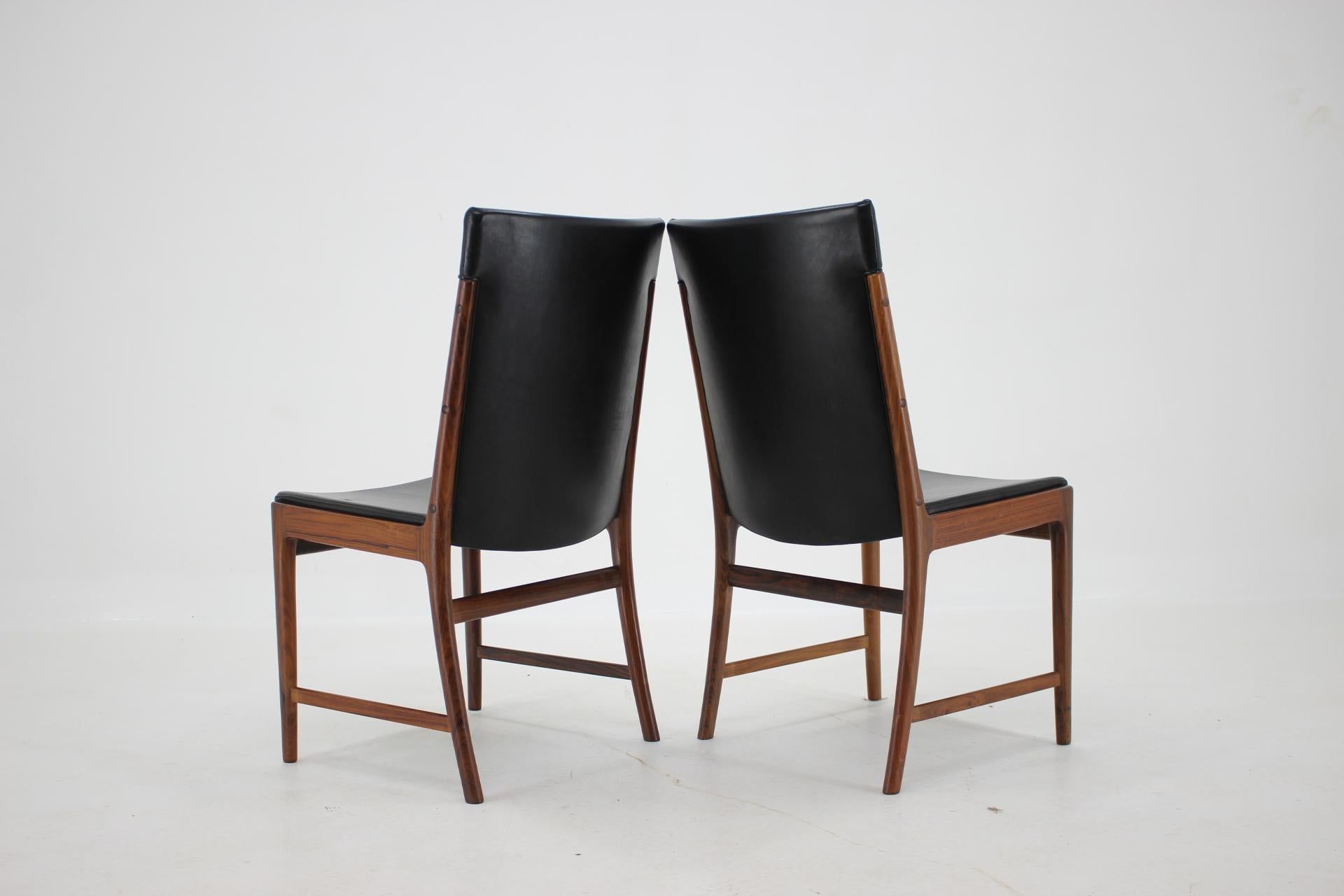 1960s Kai Lyngfelt-Larsen Set of Eight Palisander/Leather Dining Chairs 1