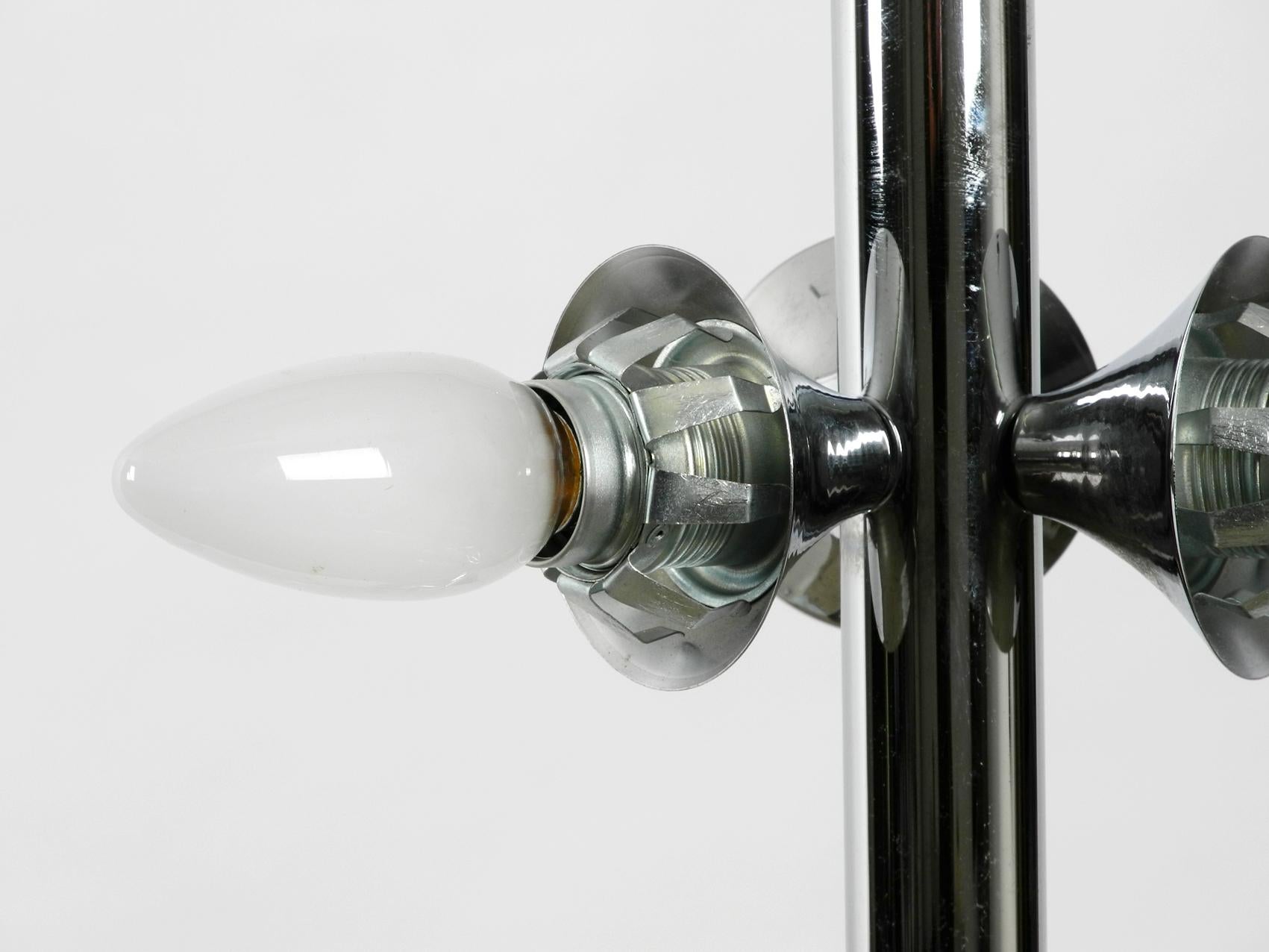 1960s Kaiser Chrome-Plated Metal Ceiling Lamp with 6 Opal Glass Balls Sp 4