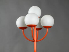 1960s Kaiser Metal Floor Lamp in Orange Atomic Design Space Age Pop Art