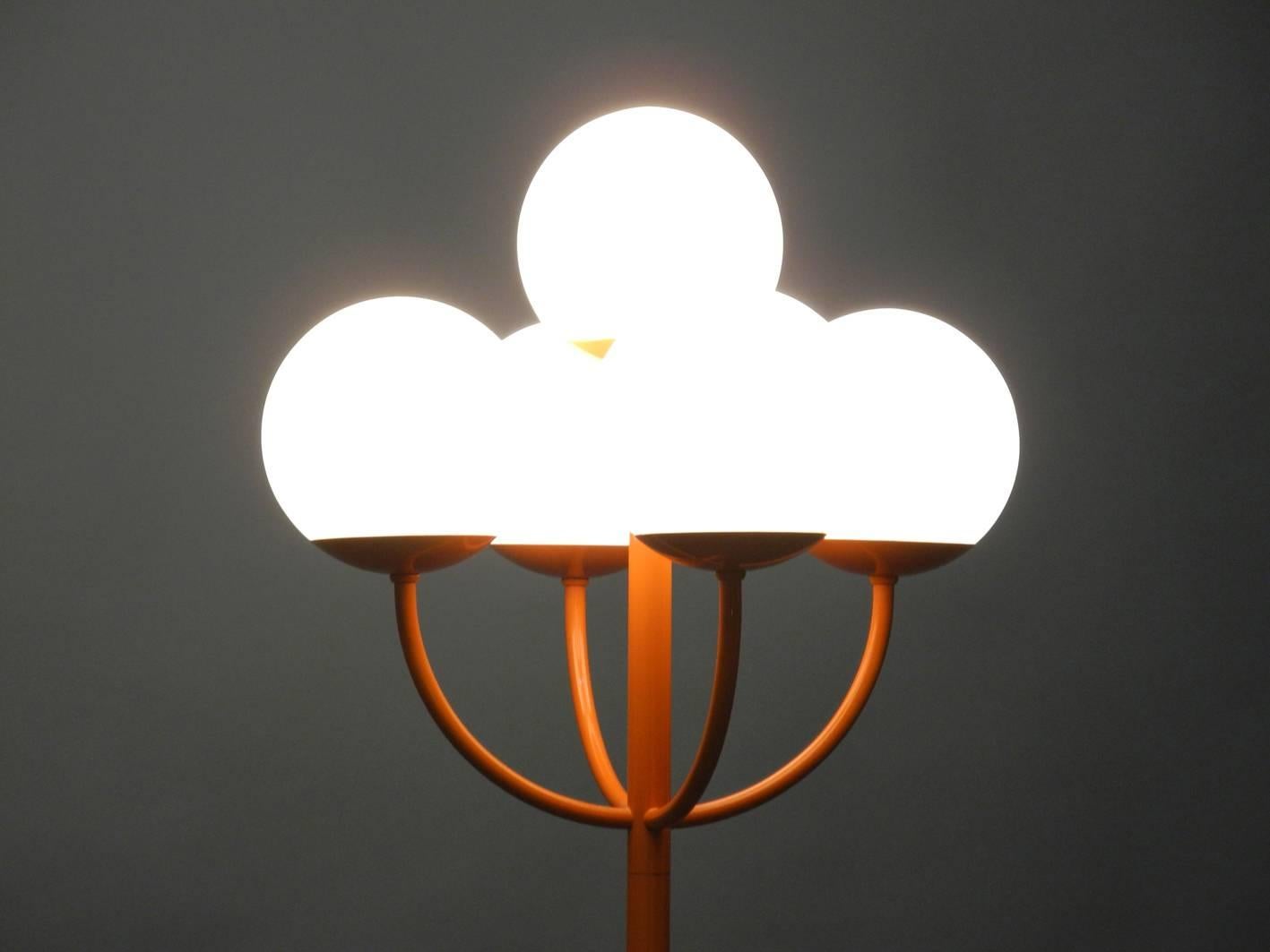 Mid-20th Century 1960s Kaiser Metal Floor Lamp in Orange Atomic Design Space Age Pop Art