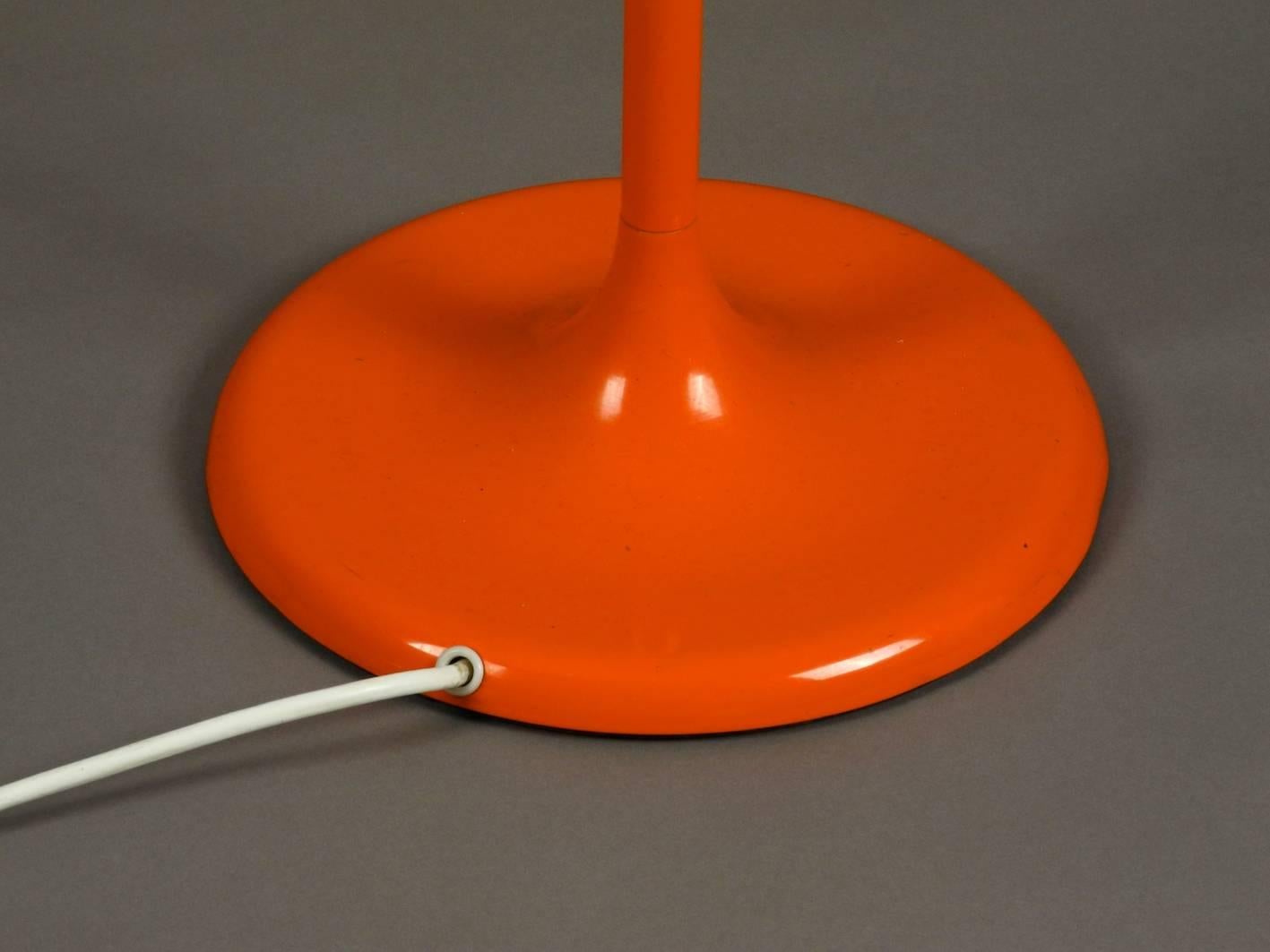 1960s Kaiser Metal Floor Lamp in Orange Atomic Design Space Age Pop Art 1