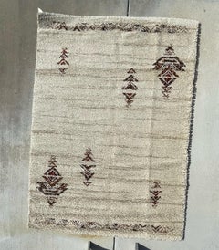 1960's KARL EYBL Cream Brown Wool Mid Century Modern UNUSED Danish Rya Rug