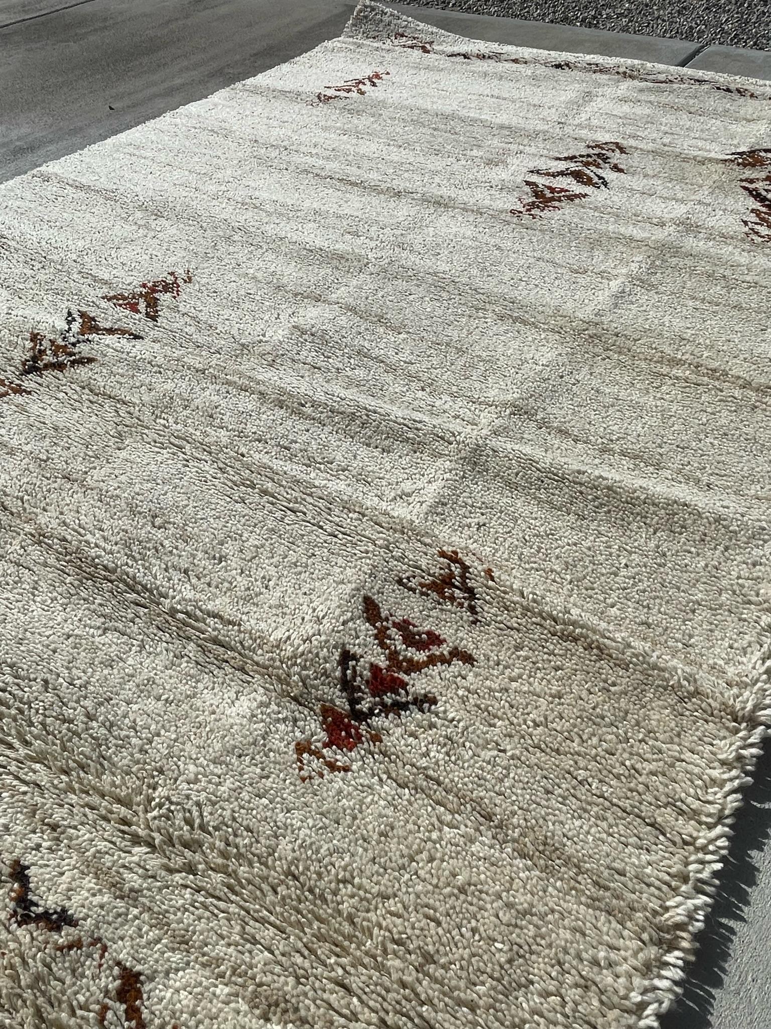 Tappeto KARL EYBL Cream Brown Wool Mid Century Modern 1960 UNUSED Danish Rya Rug In condizioni ottime in vendita a Los Angeles, CA
