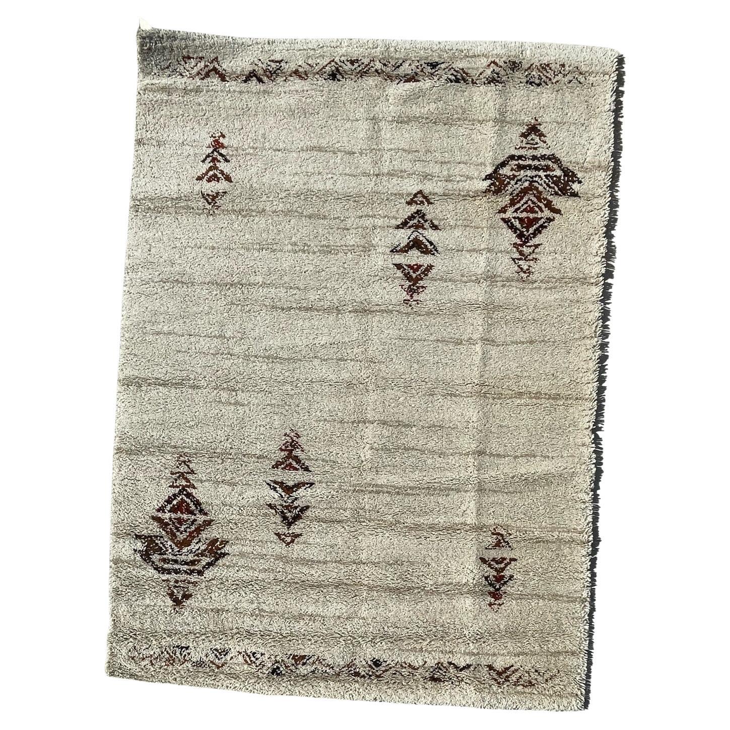 1960's KARL EYBL Cream Brown Wool Mid Century Modern UNUSED Danish Rya Rug