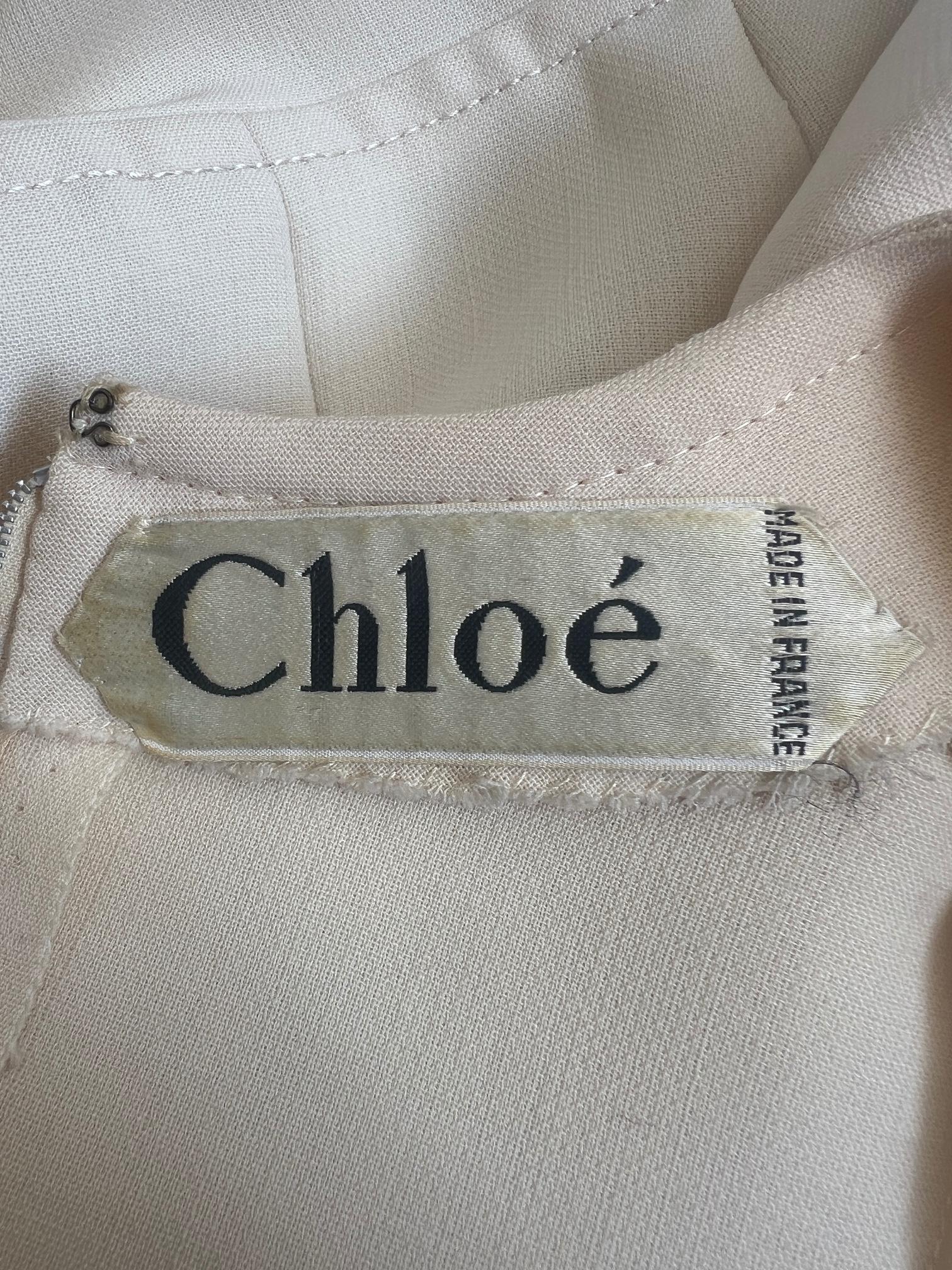 Abito anni '60 di Karl Lagerfeld per Chloé, crema e culotte rosse in vendita 2