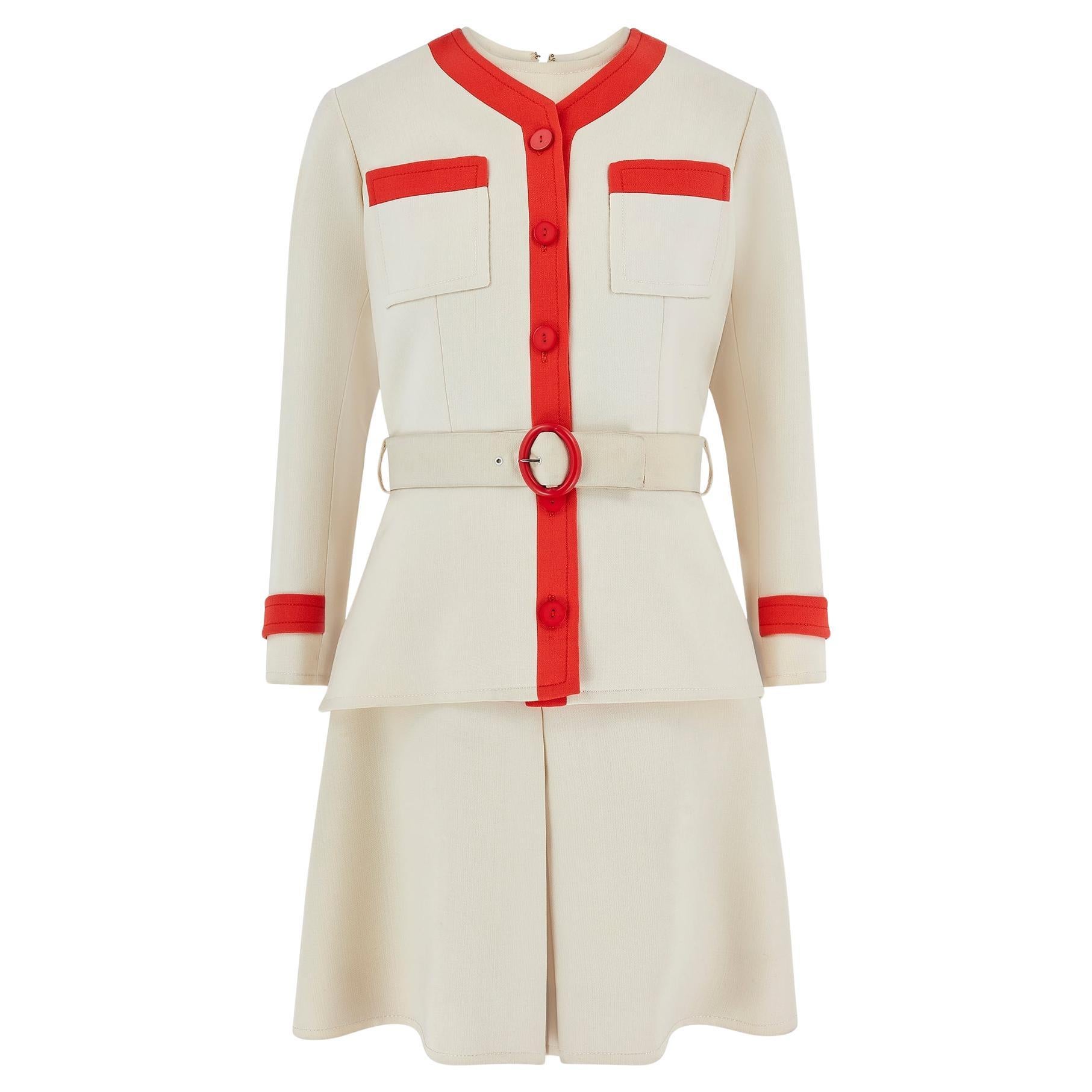 Abito anni '60 di Karl Lagerfeld per Chloé, crema e culotte rosse in vendita