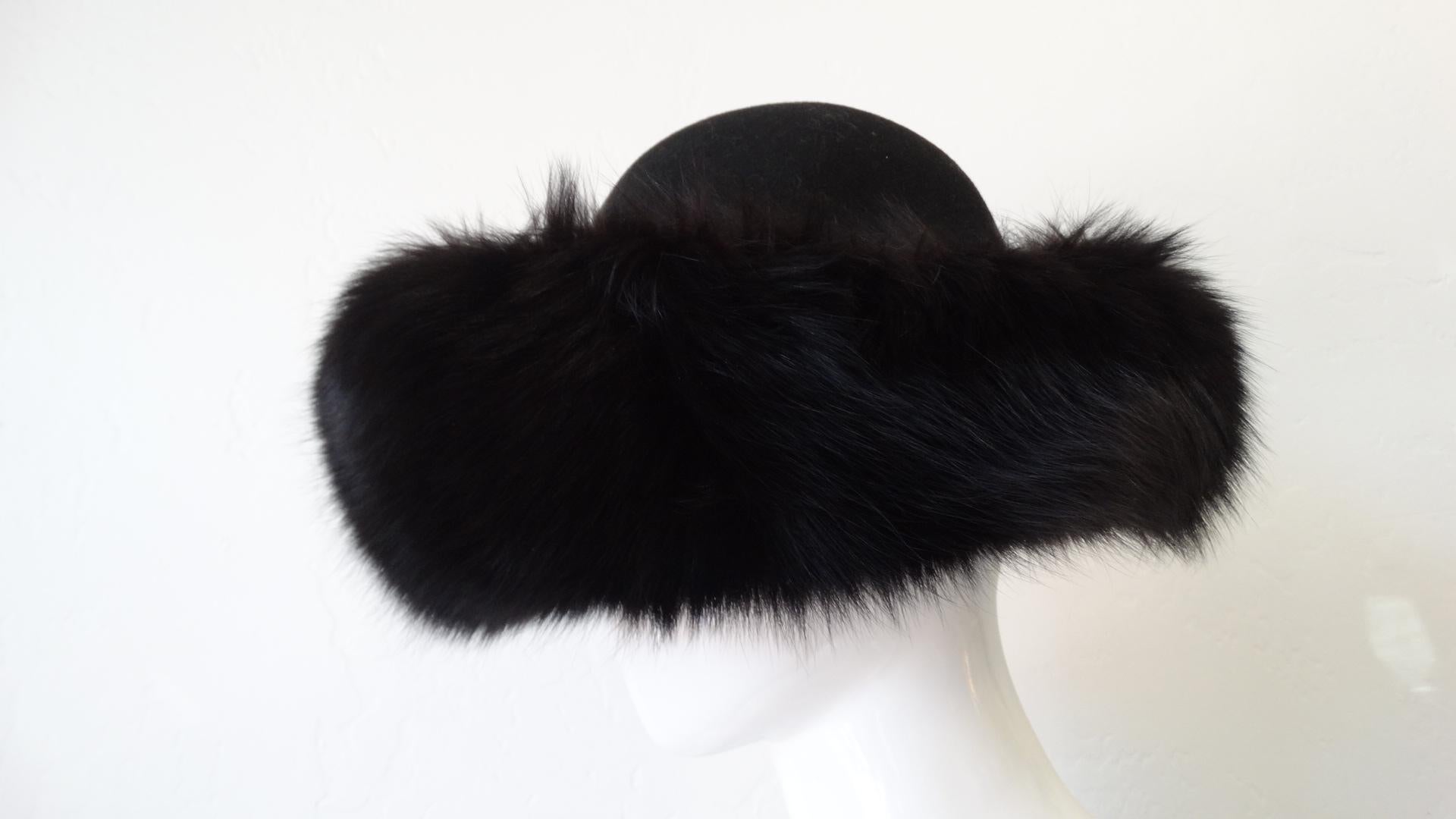 Black 1960s Kates Canada Mink Fur Trim Derby Hat