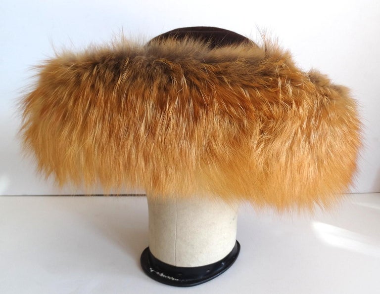 1960s Kates Canada Mink Fur Trim Derby Hat For Sale at  display picture 2