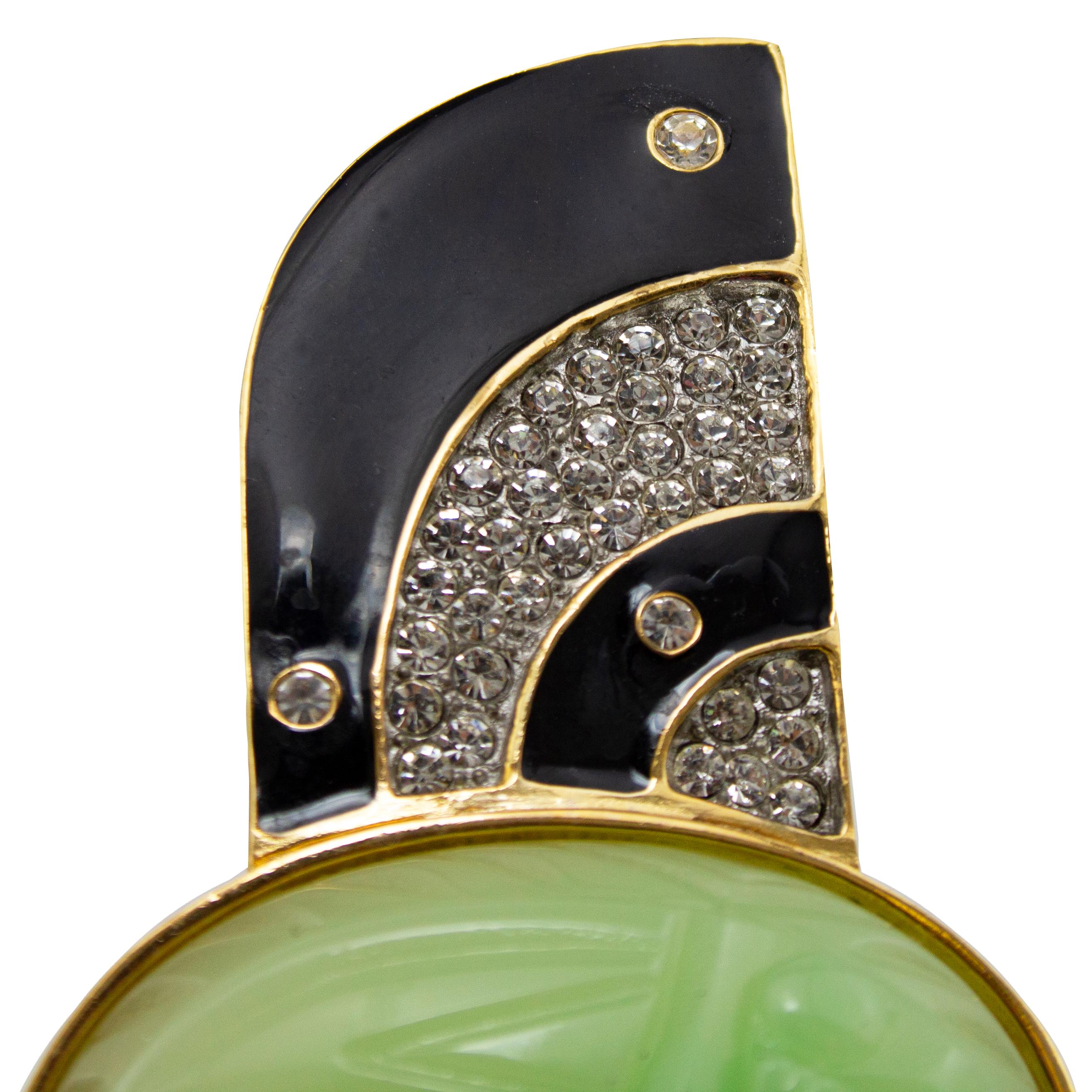 1960s Kenneth Jay Lane Art Deco Winged Scarab Brooch In Good Condition In Toronto, Ontario