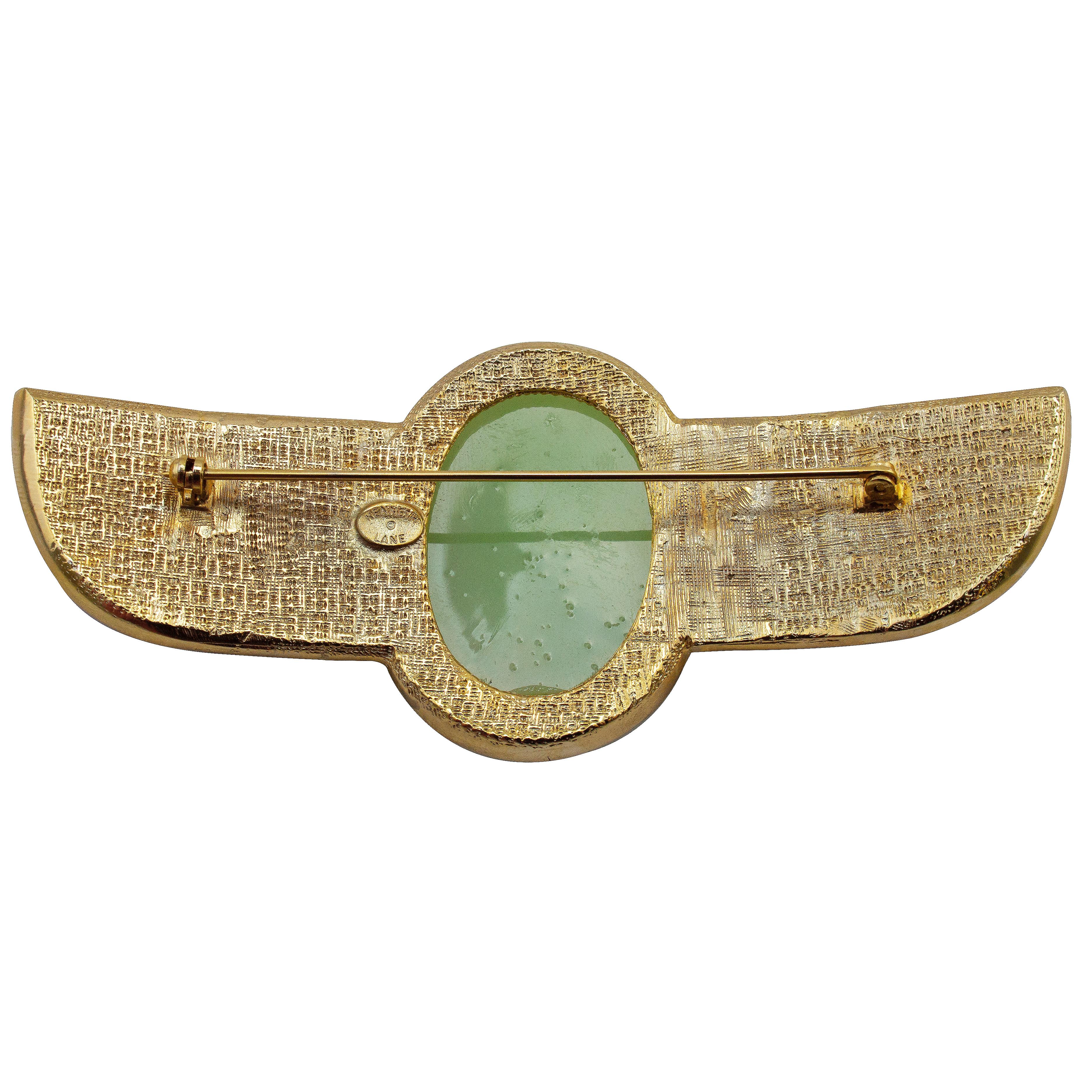 1960s Kenneth Jay Lane Art Deco Winged Scarab Brooch 1
