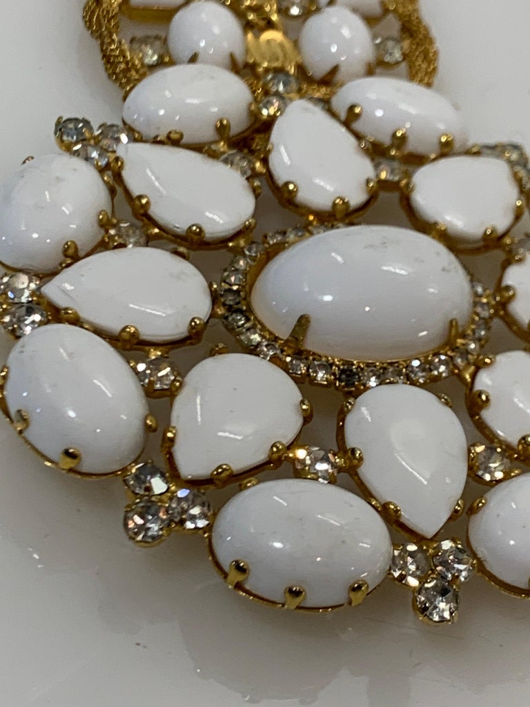 1960s Kenneth Jay Lane Jeweled Gold-Tone Belt w/ Milk Glass & Rhinestones  For Sale 4