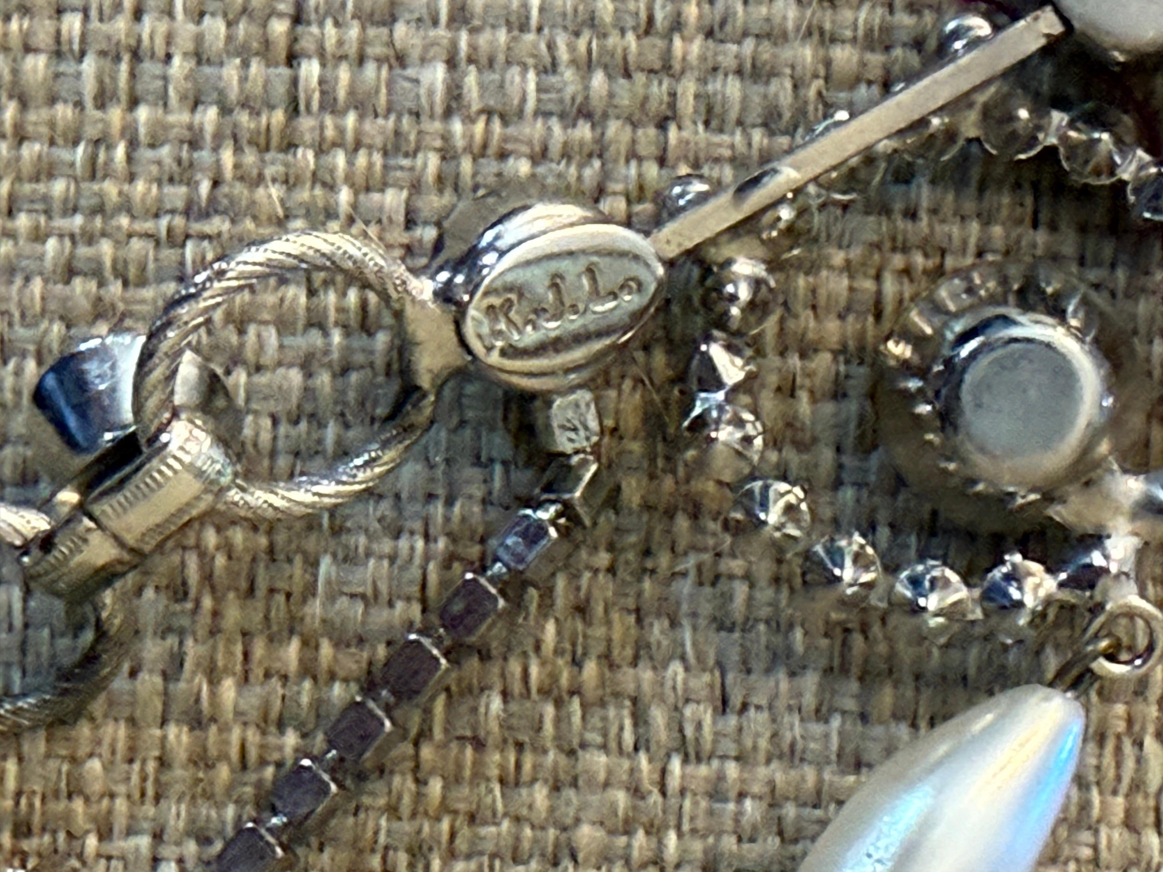 1960 Kenneth Jay Lane's Mod Hipster cintura larga con strass e perle a goccia in vendita 8