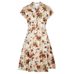 1960 - Kenrose Brown and Orange Floral Shirtwaister Dress