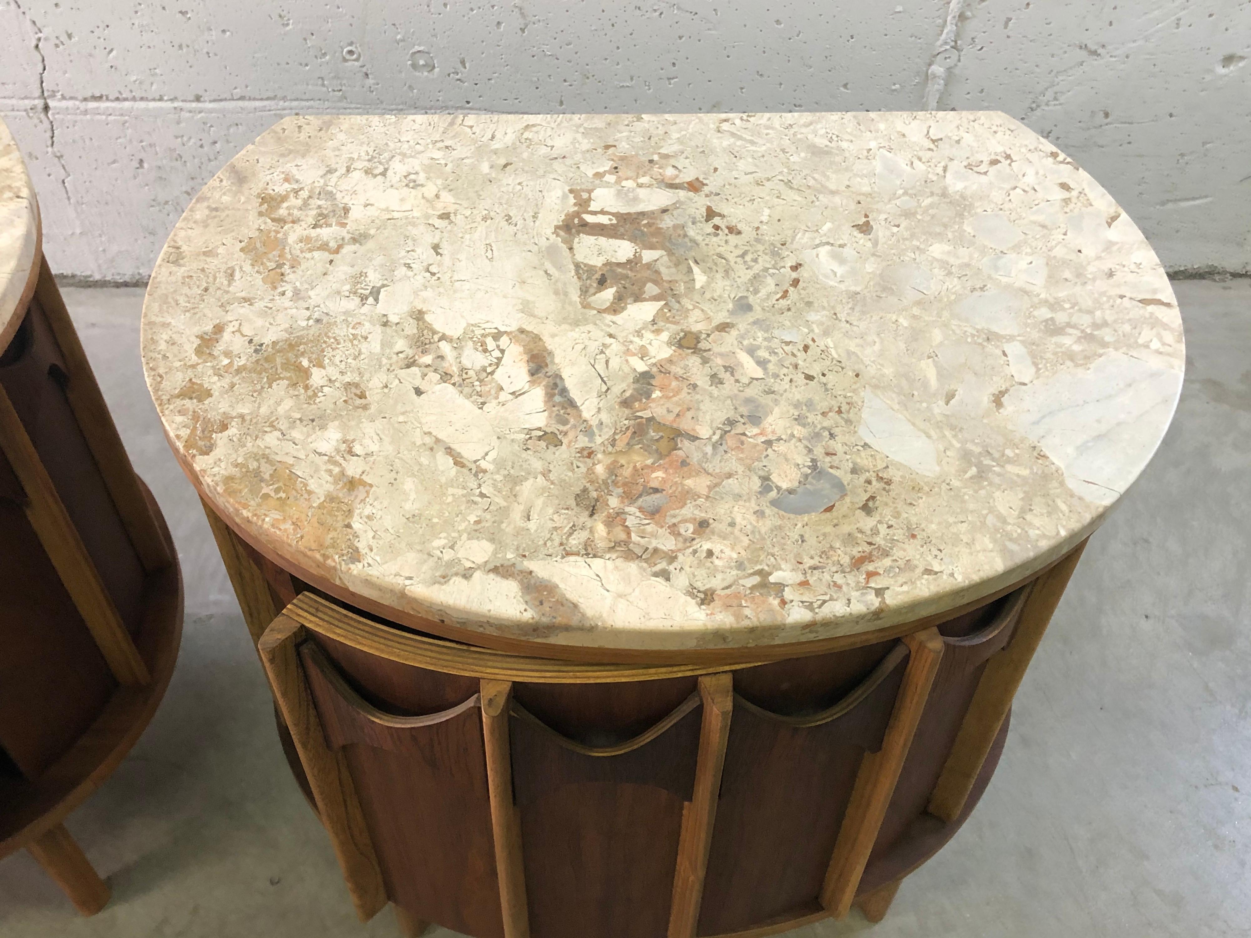 1960s Kent Coffey Perspecta Marble-Top End Tables, Pair For Sale 1