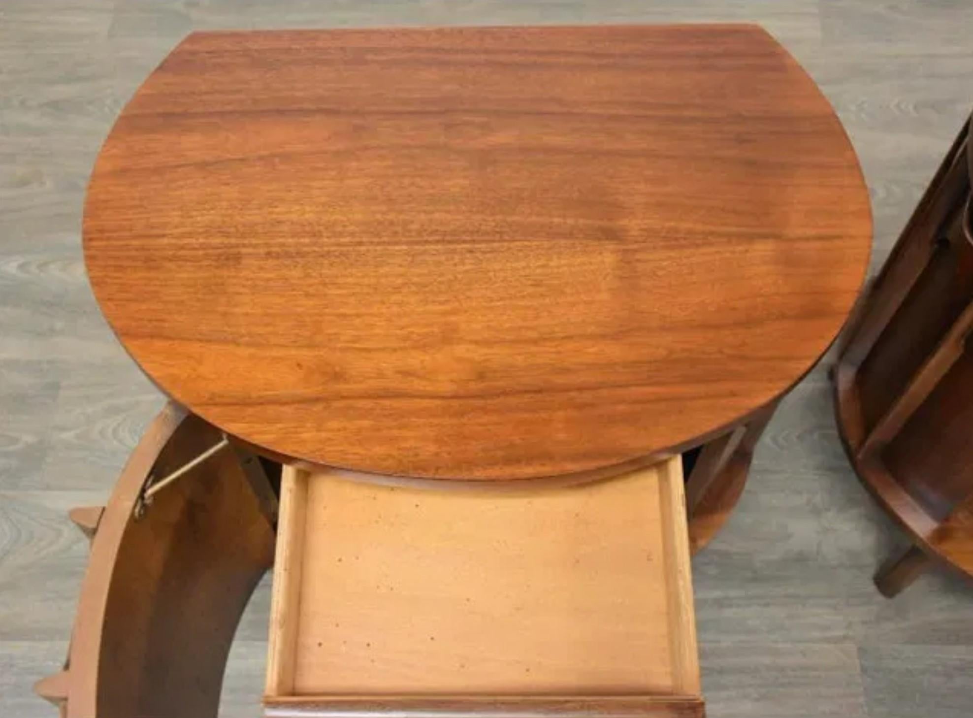 1960s Kent Coffey Perspecta Walnut & Rosewood Demilune Nightstands or End Tables 1