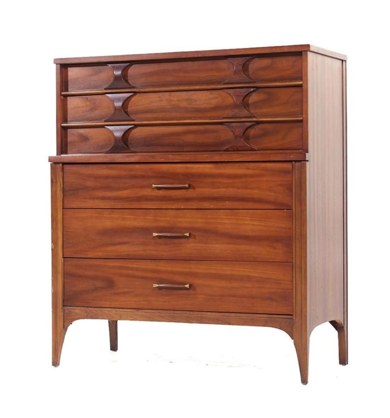 Mid-Century Modern 1960s Kent Coffey Perspecta Walnut & Rosewood Sculptural Tall Chest or Dresser For Sale