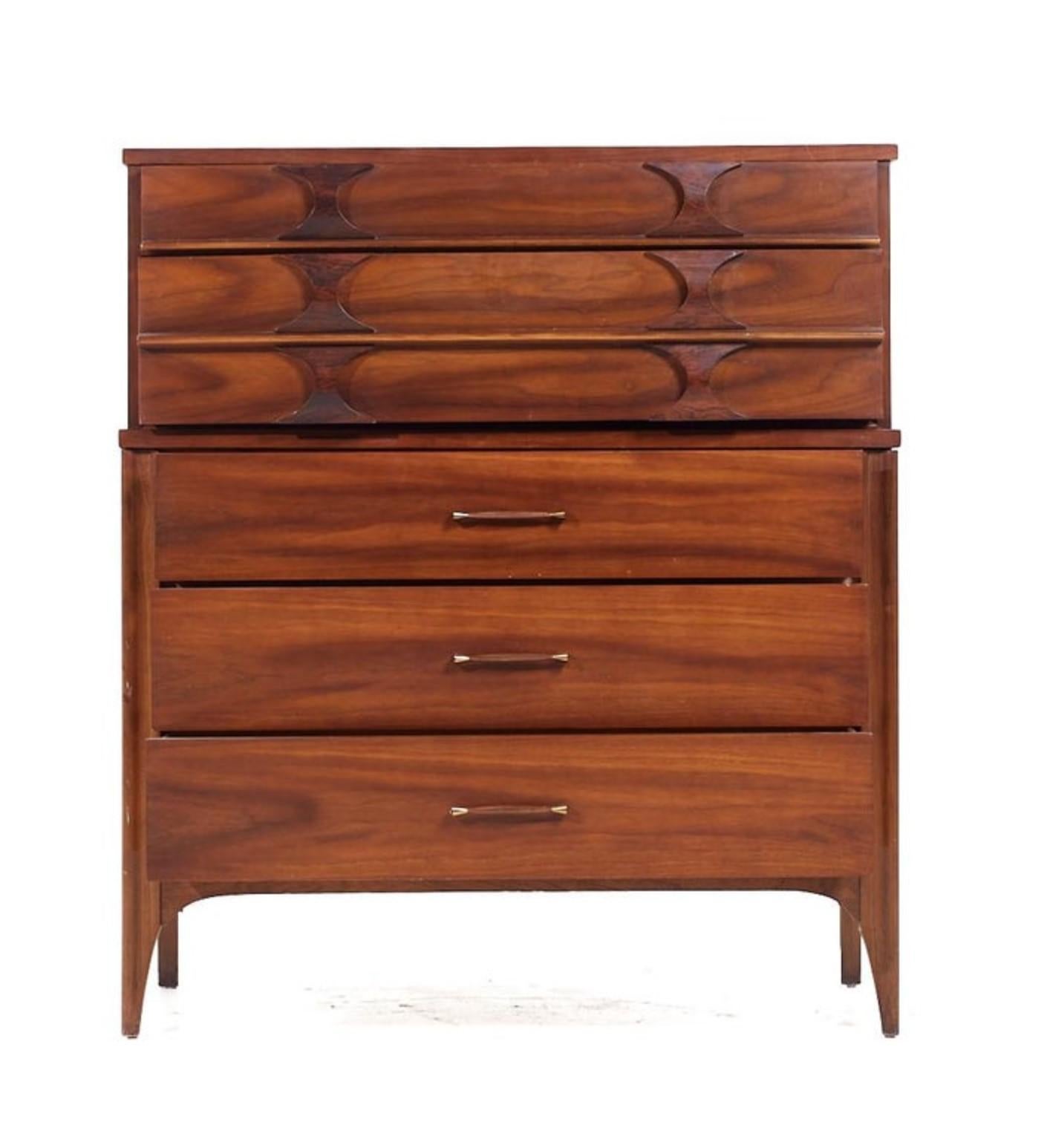 Mid-20th Century 1960s Kent Coffey Perspecta Walnut & Rosewood Sculptural Tall Chest or Dresser For Sale