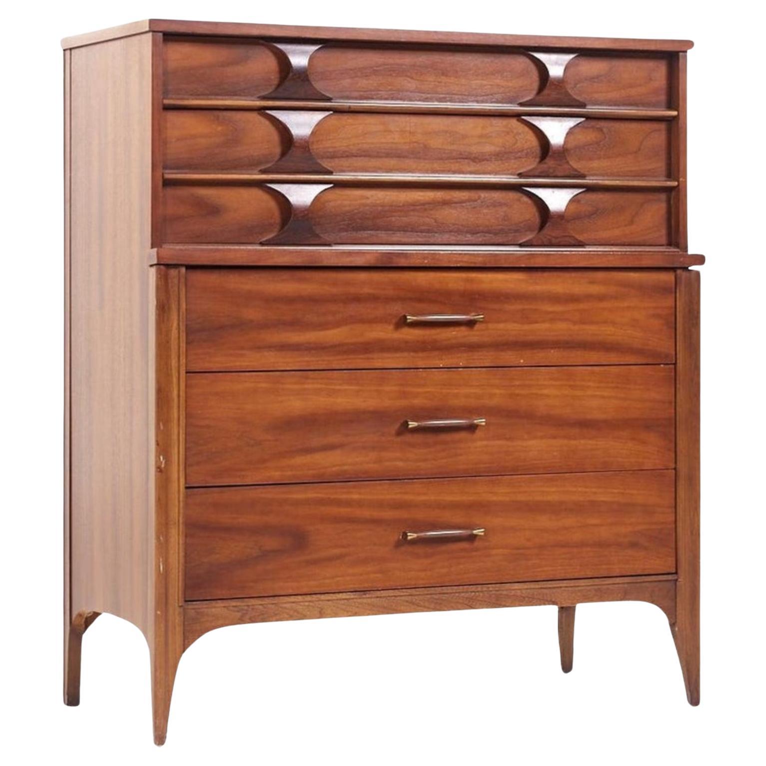 1960s Kent Coffey Perspecta Walnut & Rosewood Sculptural Tall Chest or Dresser