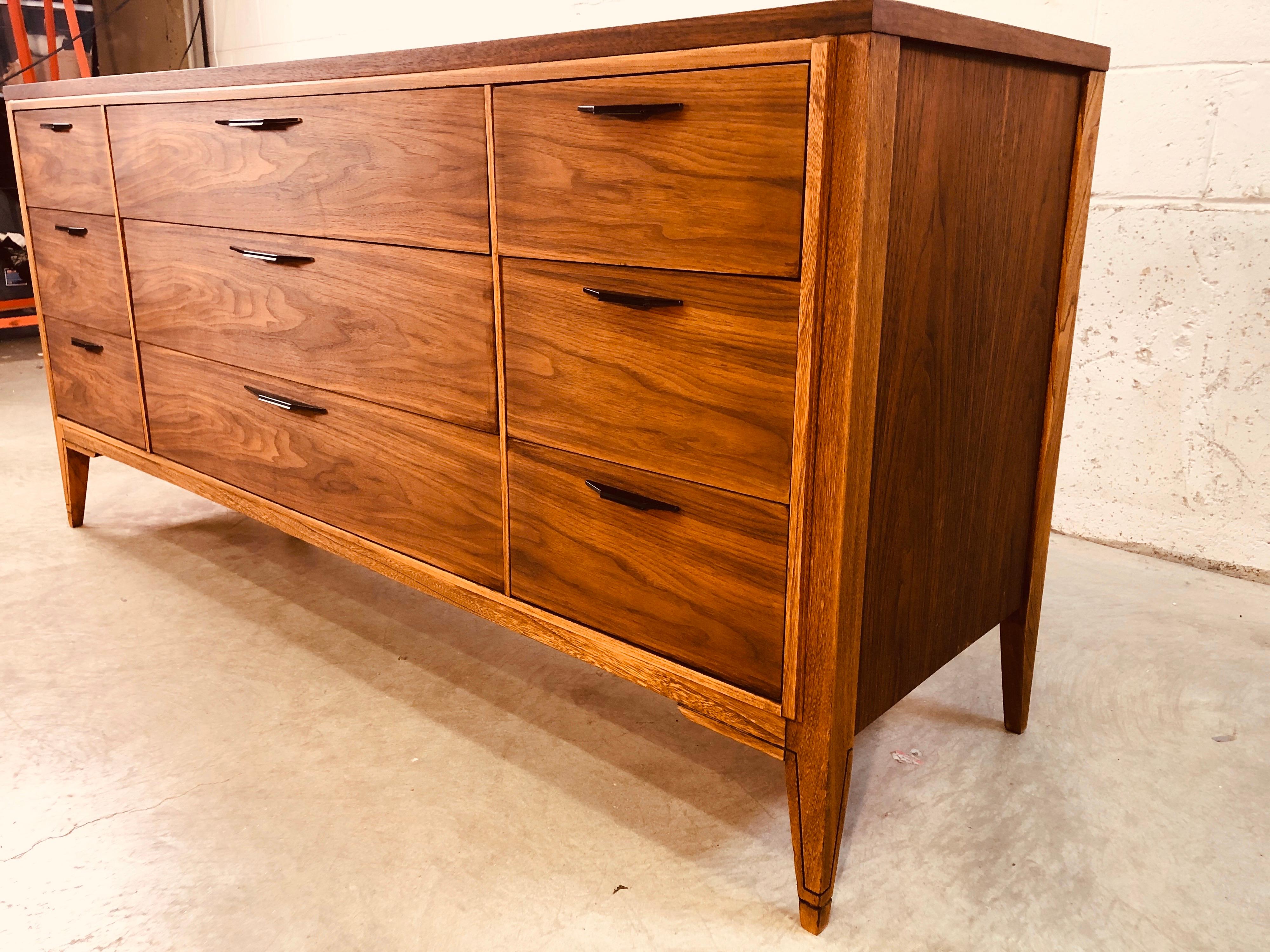Mid-Century Modern 1960s Kent Coffey Tempo Walnut Low Dresser For Sale
