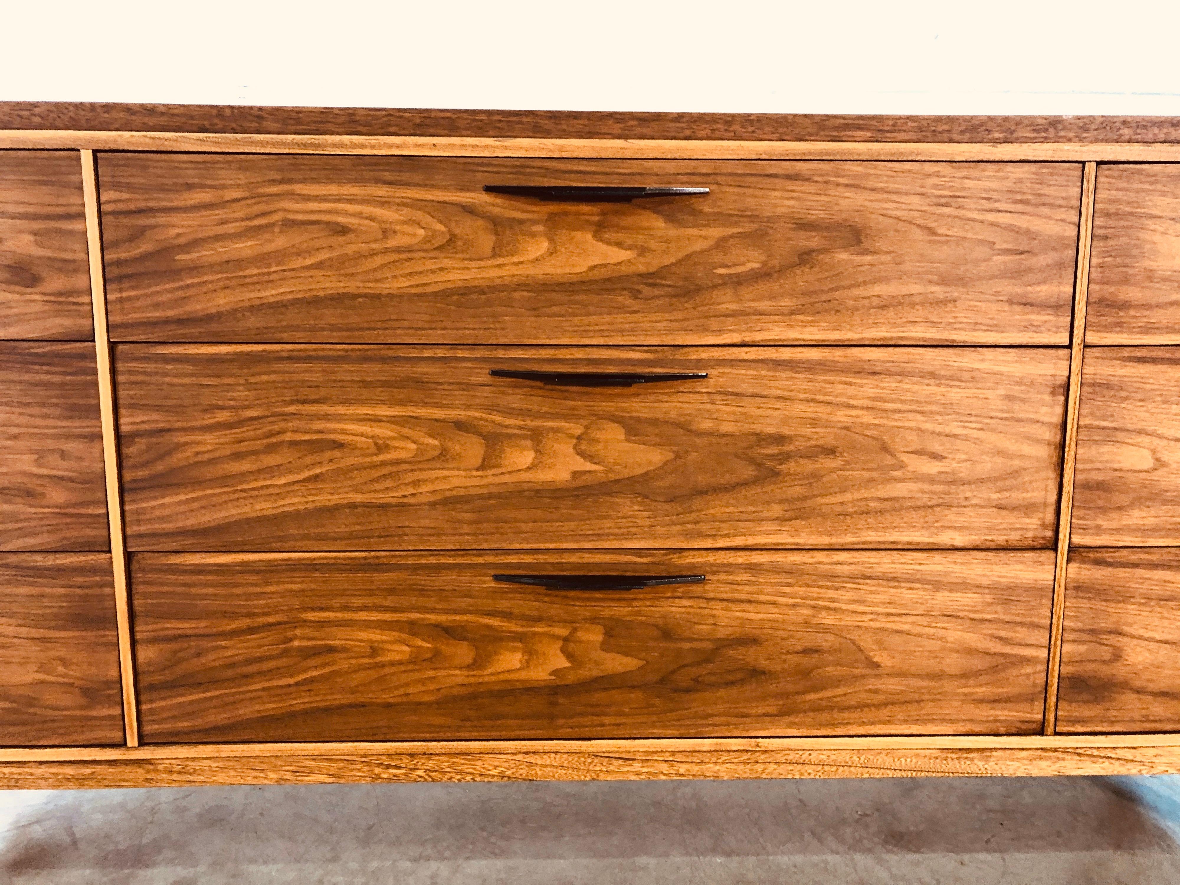 20th Century 1960s Kent Coffey Tempo Walnut Low Dresser For Sale