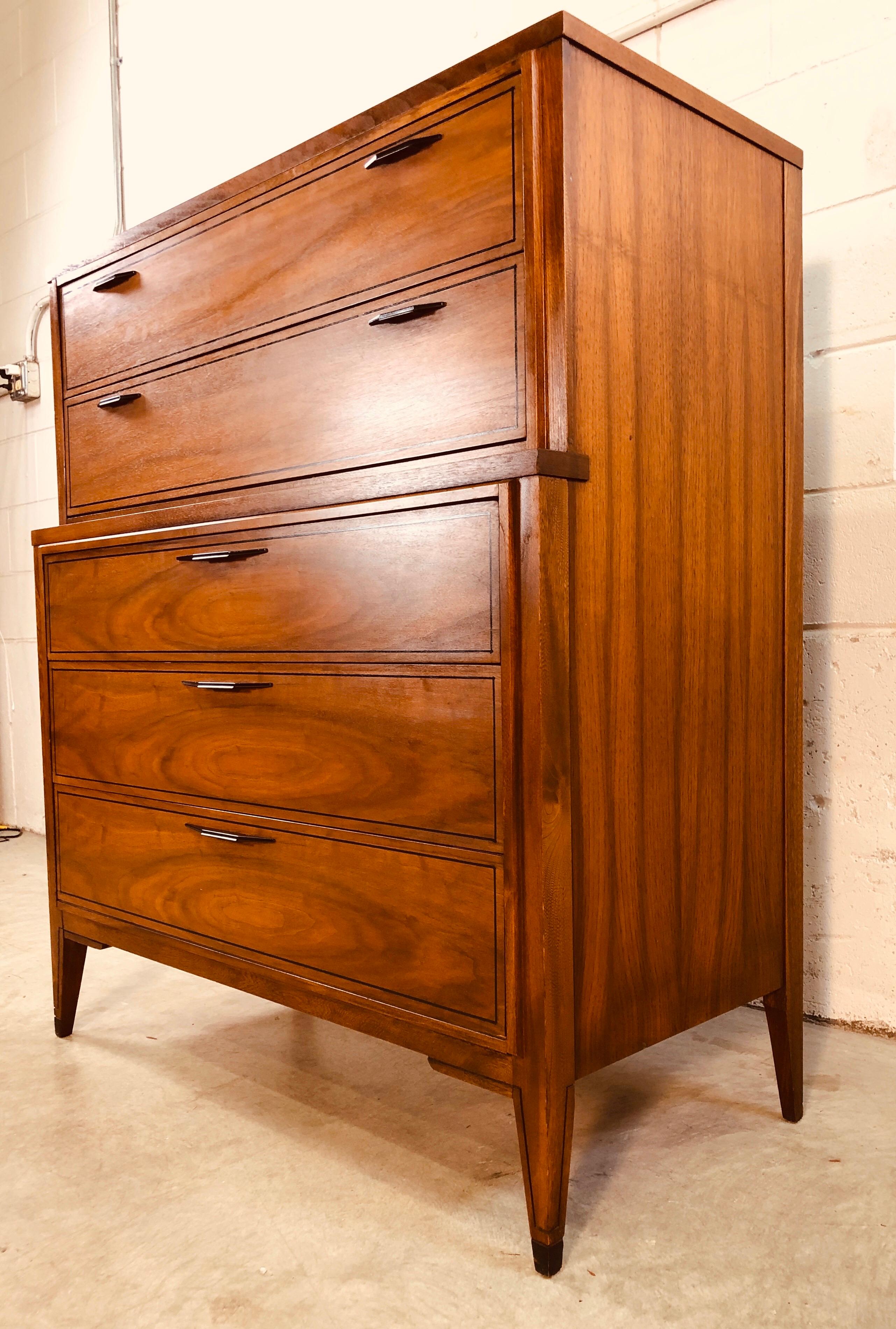 Mid-Century Modern 1960s Kent Coffey Tempo Walnut Tall Dresser For Sale