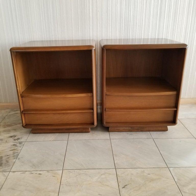 1960s Vintage Kent Coffey Arcadia Nightstands Mahogany & Walnut In Good Condition For Sale In Chula Vista, CA