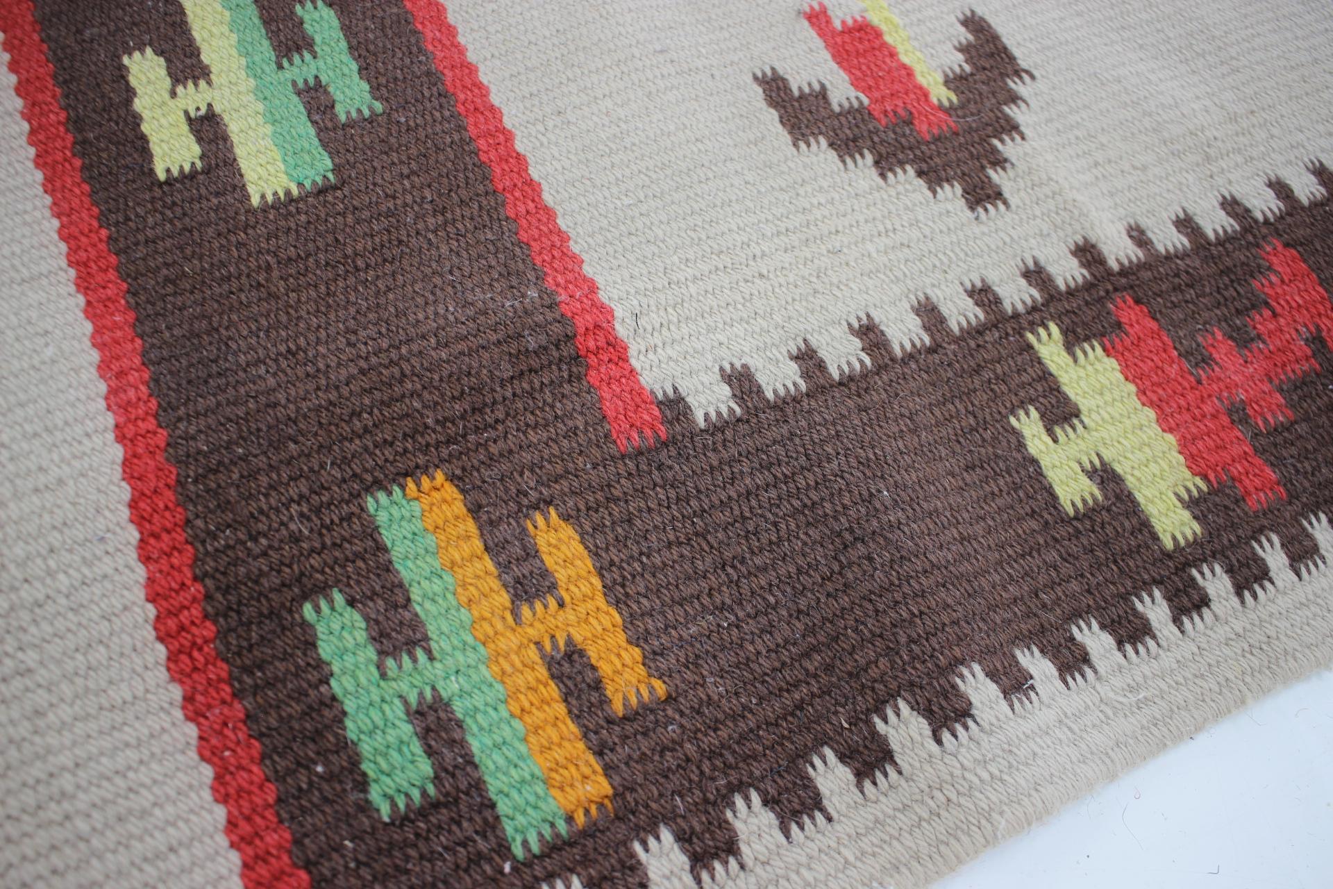1960s Kilim Wool Rug, Czechoslovakia For Sale 2