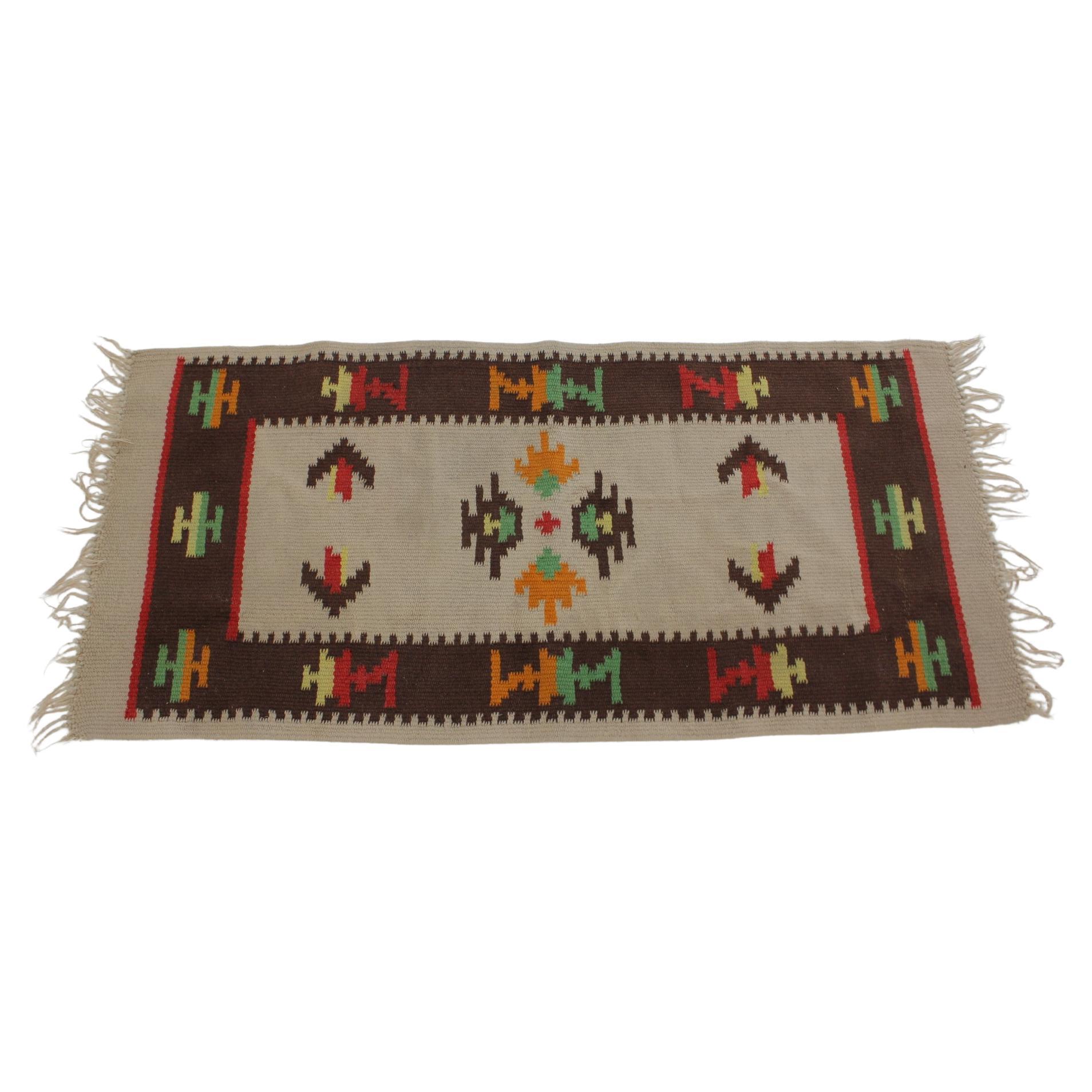 Alfombra de lana Kilim de los años 60, Checoslovaquia en venta