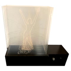 1960s Kinetic Art Dancer on Plexiglass Lightbox Sculpture