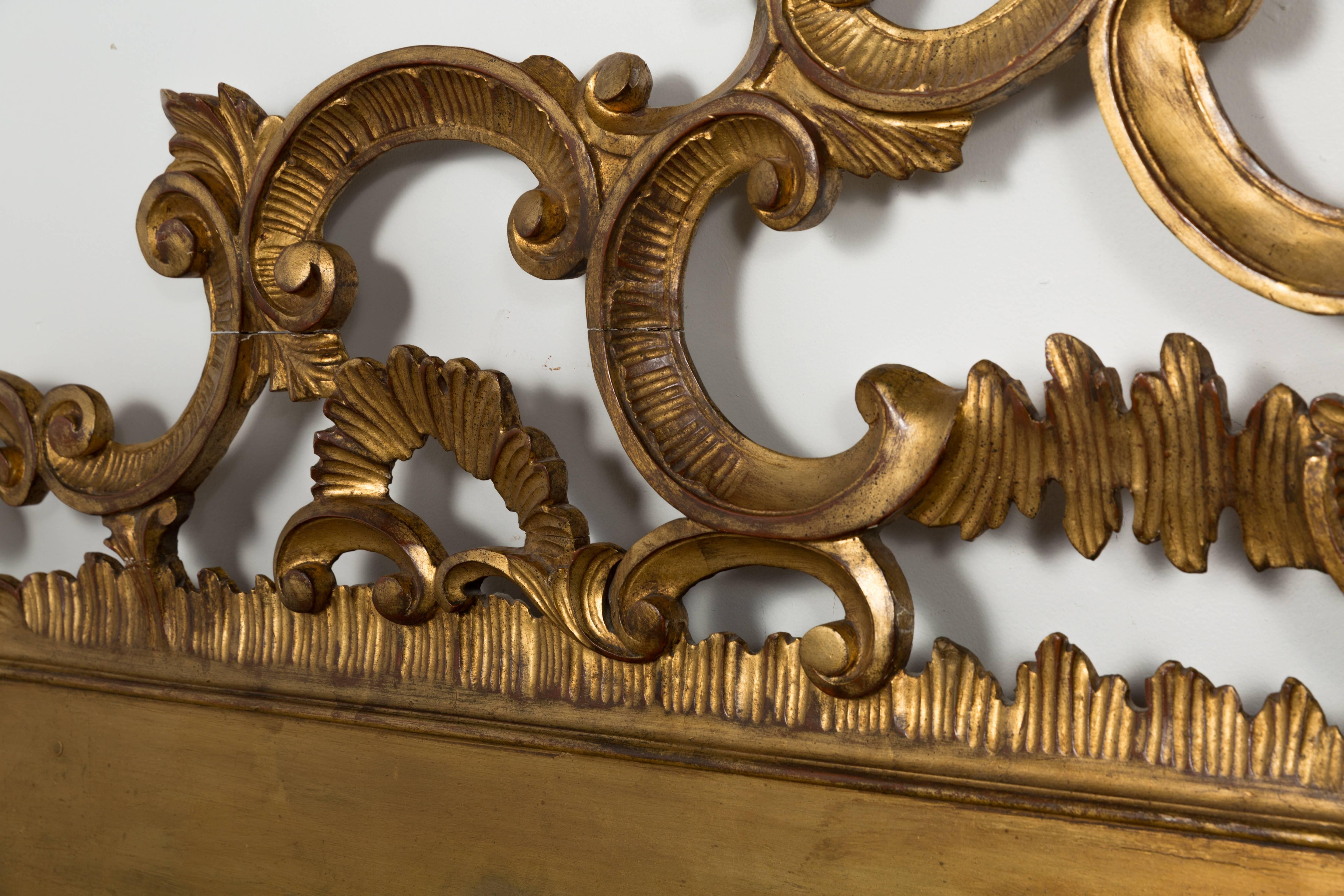 1960s King-Size Italian Carved Wood Gilt Headboard In Good Condition In Tarrytown, NY