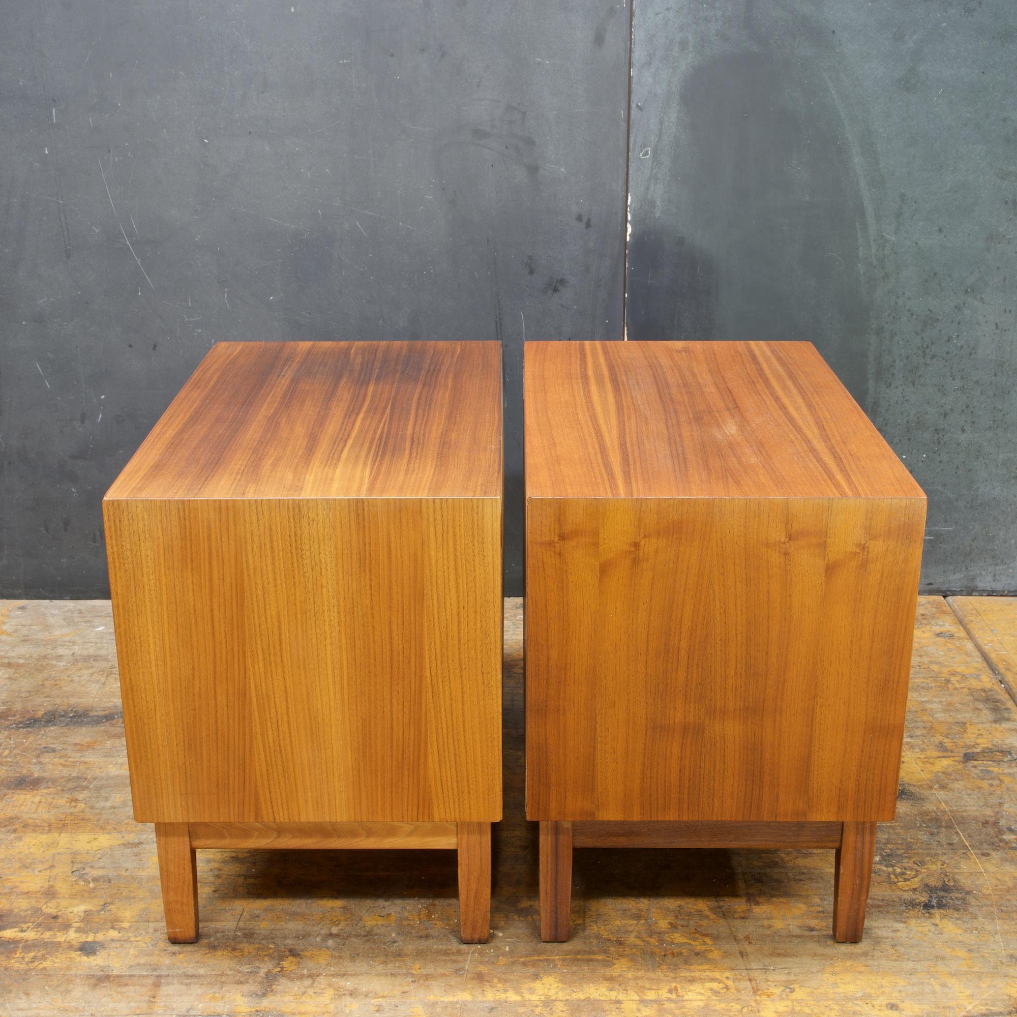 American 1960s Kipp Stewart Calvin Walnut Night Stand Tables Pair Vintage Mid-Century MCM