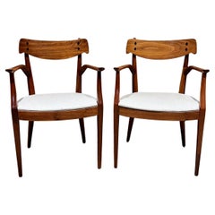 Vintage 1960s Kipp Stewart Walnut Armchair Pair Drexel Declaration