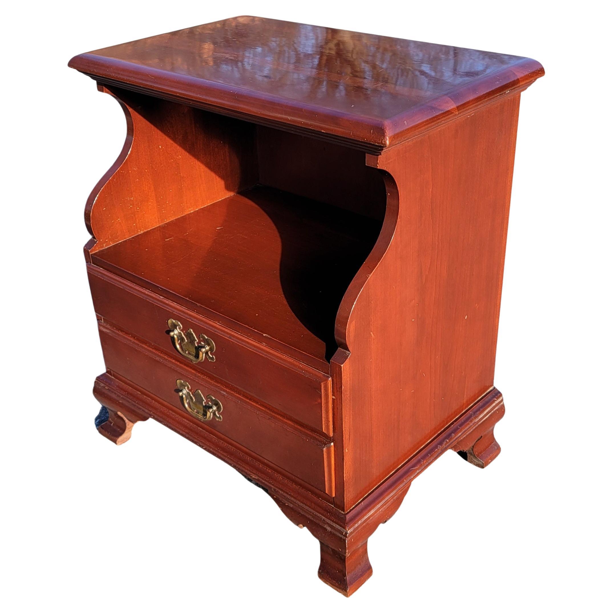 American 1960s Kling Factories Solid Genuine Cherry Chippendale Bedside Table  Nightstand
