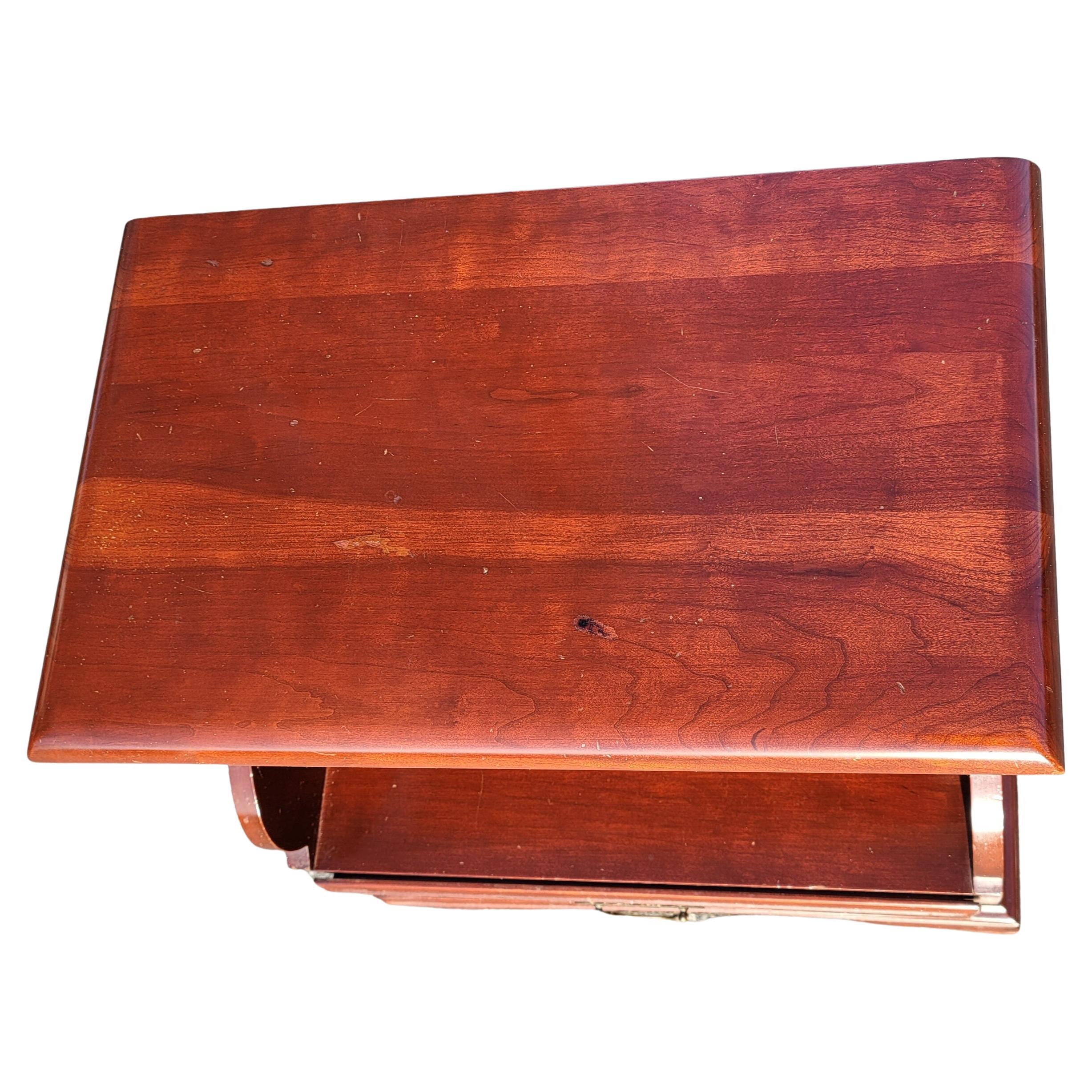 Lacquered 1960s Kling Factories Solid Genuine Cherry Chippendale Bedside Table  Nightstand