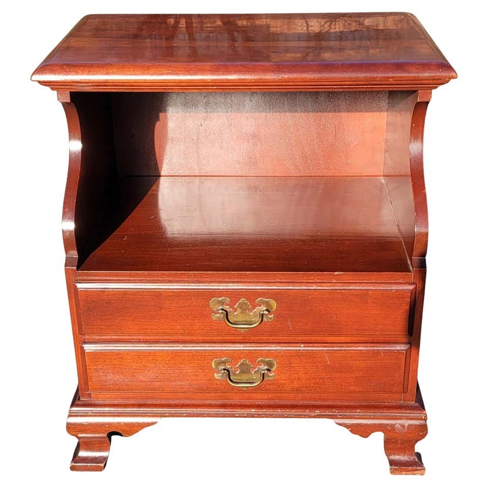Solid Cherry Chippendale Style Nightstands by Moosehead Furniture, Pair