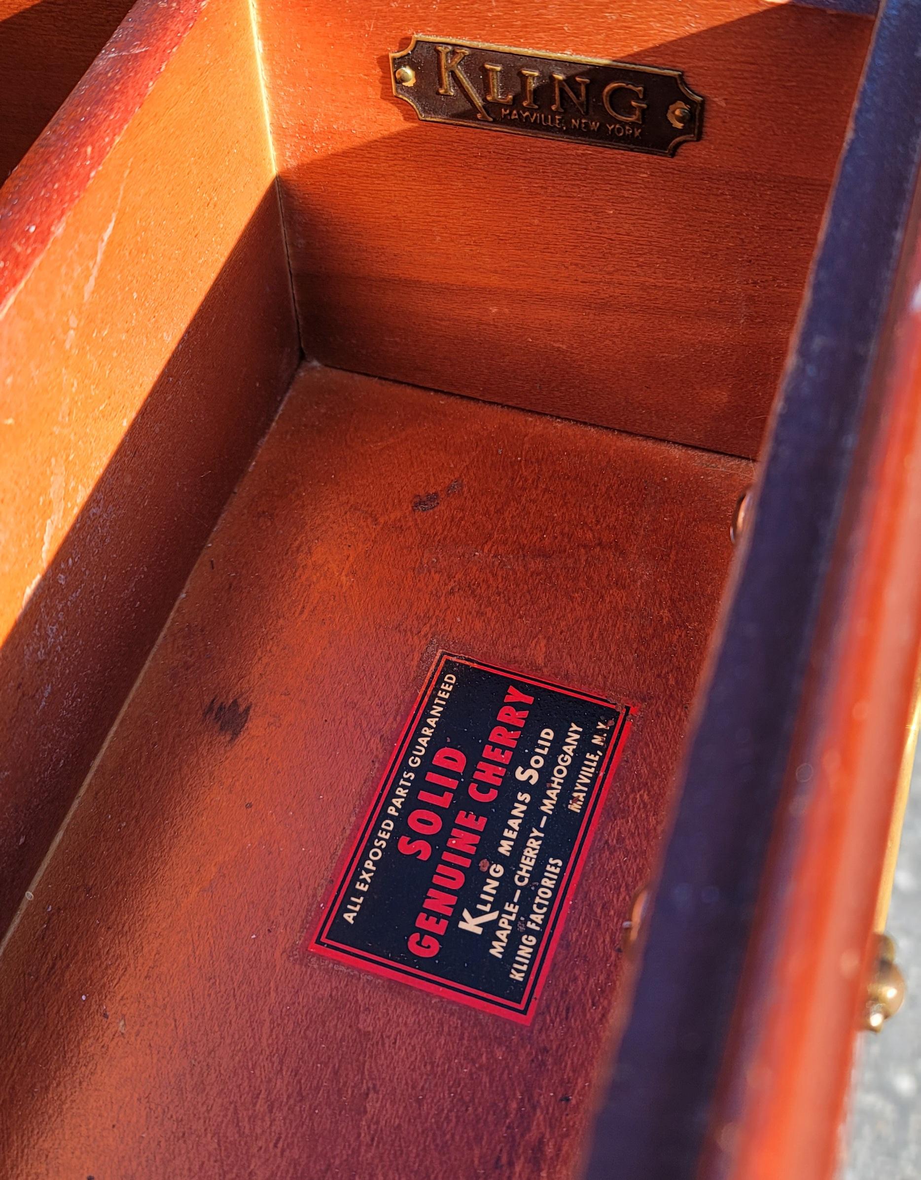 1960s Kling Factories Solid Genuine Cherry Chippendale Double Dresser In Good Condition In Germantown, MD