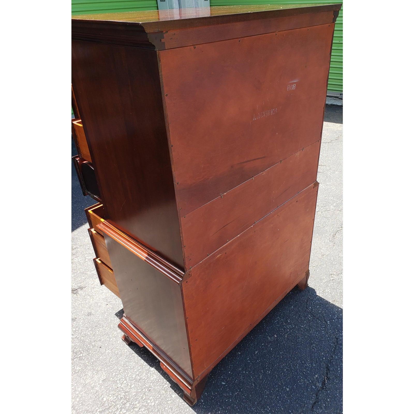 20th Century 1960s Kling Furniture Certified Genuine Mahogany Chest on Chest of Drawers For Sale
