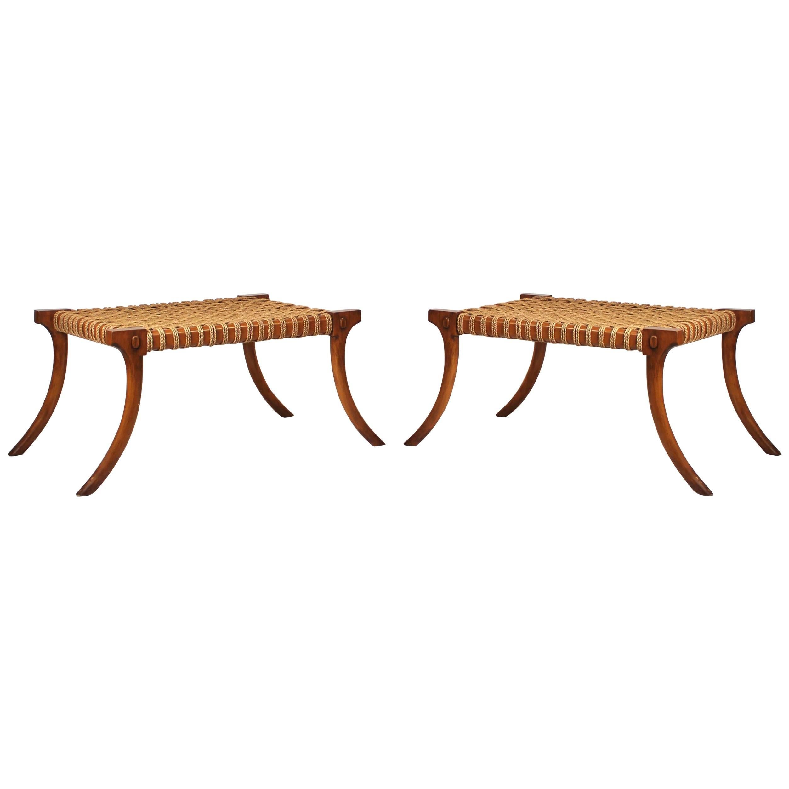 tabourets Klismos des années 1960 à la manière de Robsjohn Gibbings pour Saridis d'Athènes