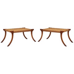 1960s Klismos Stools in the Manner of Robsjohn Gibbings for Saridis of Athens