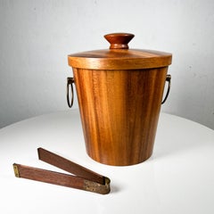 1960s KMC Barware Vintage Ice Bucket and Tongs in Teakwood Japan