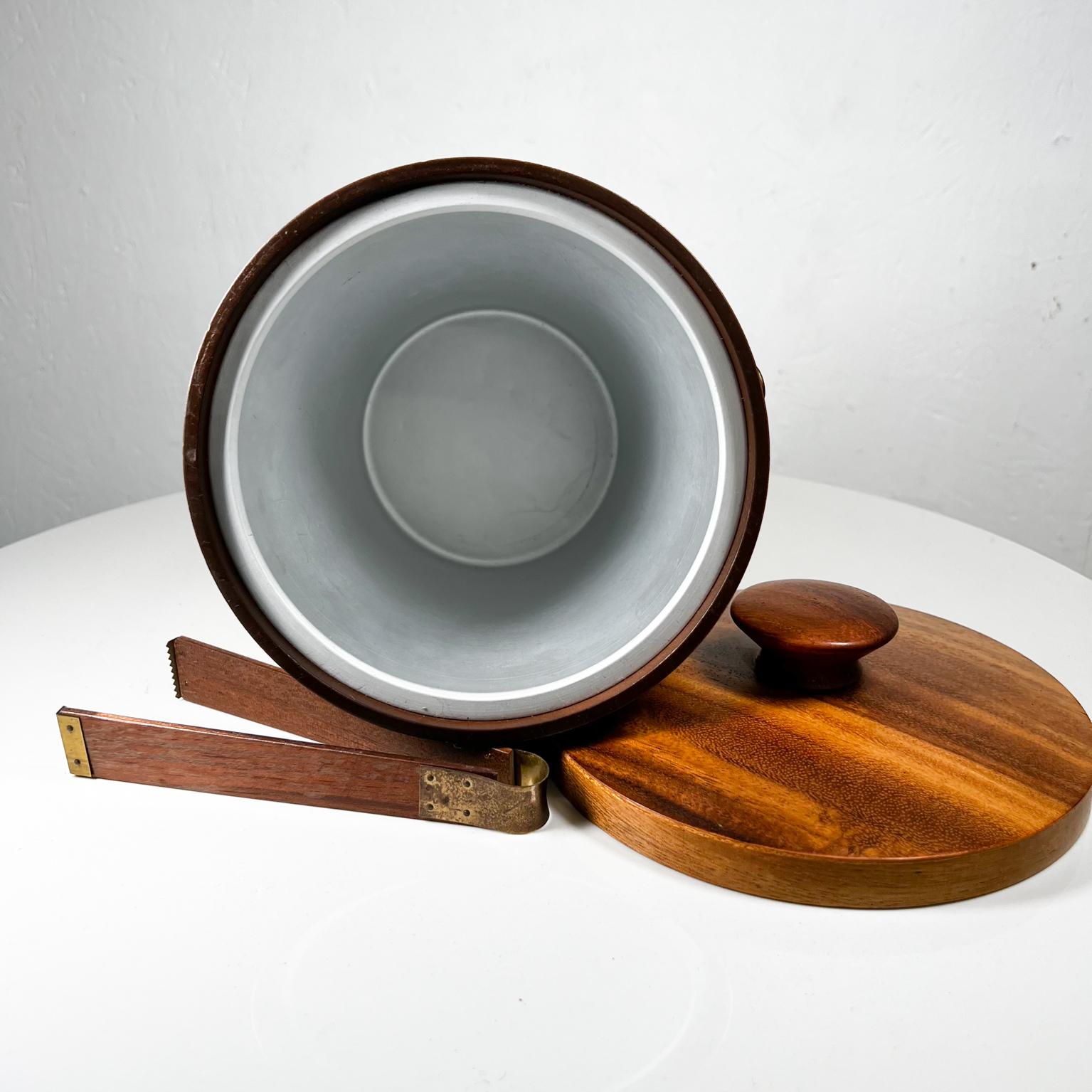 1960s KMC Barware Vintage Ice Bucket and Tongs in Teakwood Japan In Good Condition In Chula Vista, CA