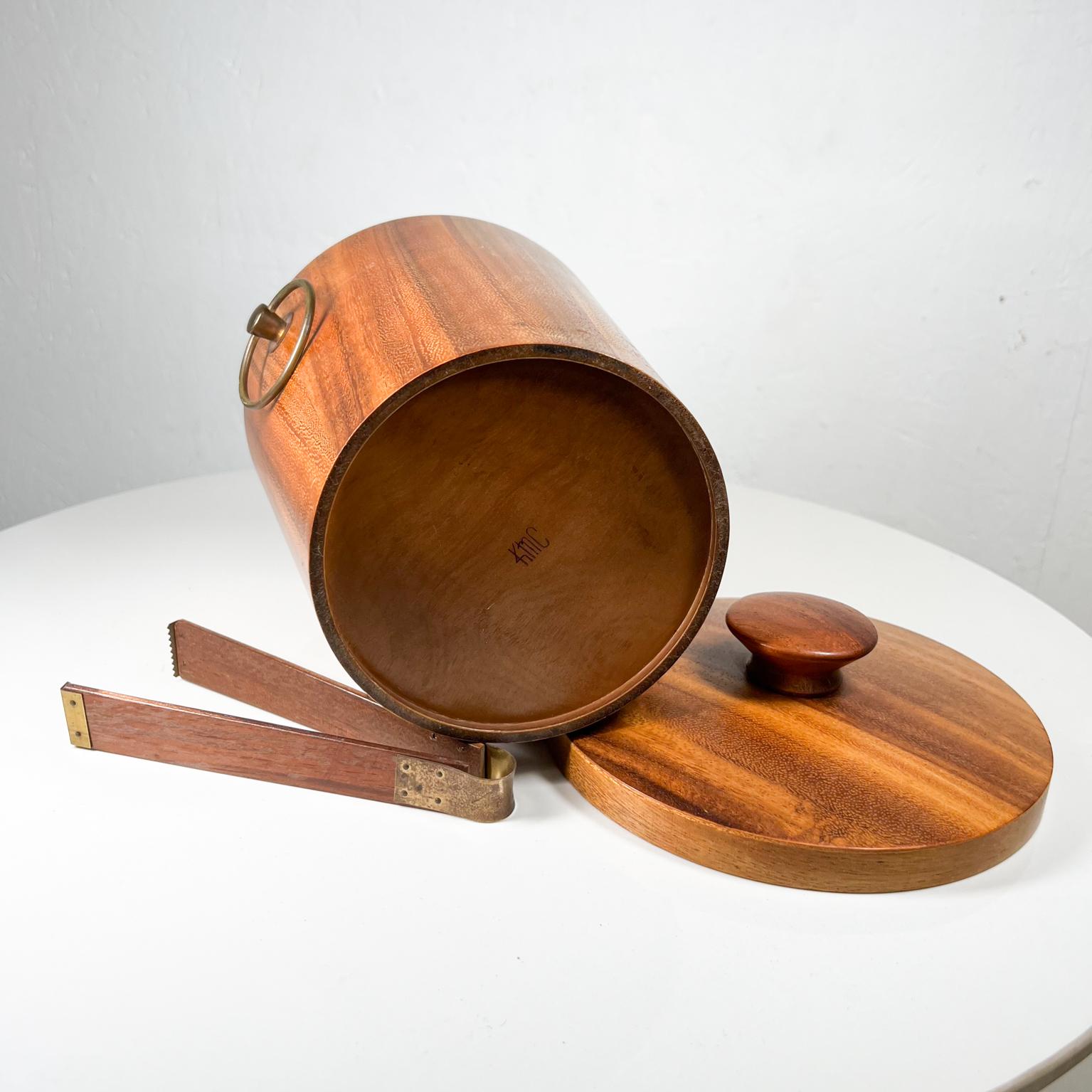 Mid-20th Century 1960s KMC Barware Vintage Ice Bucket and Tongs in Teakwood Japan