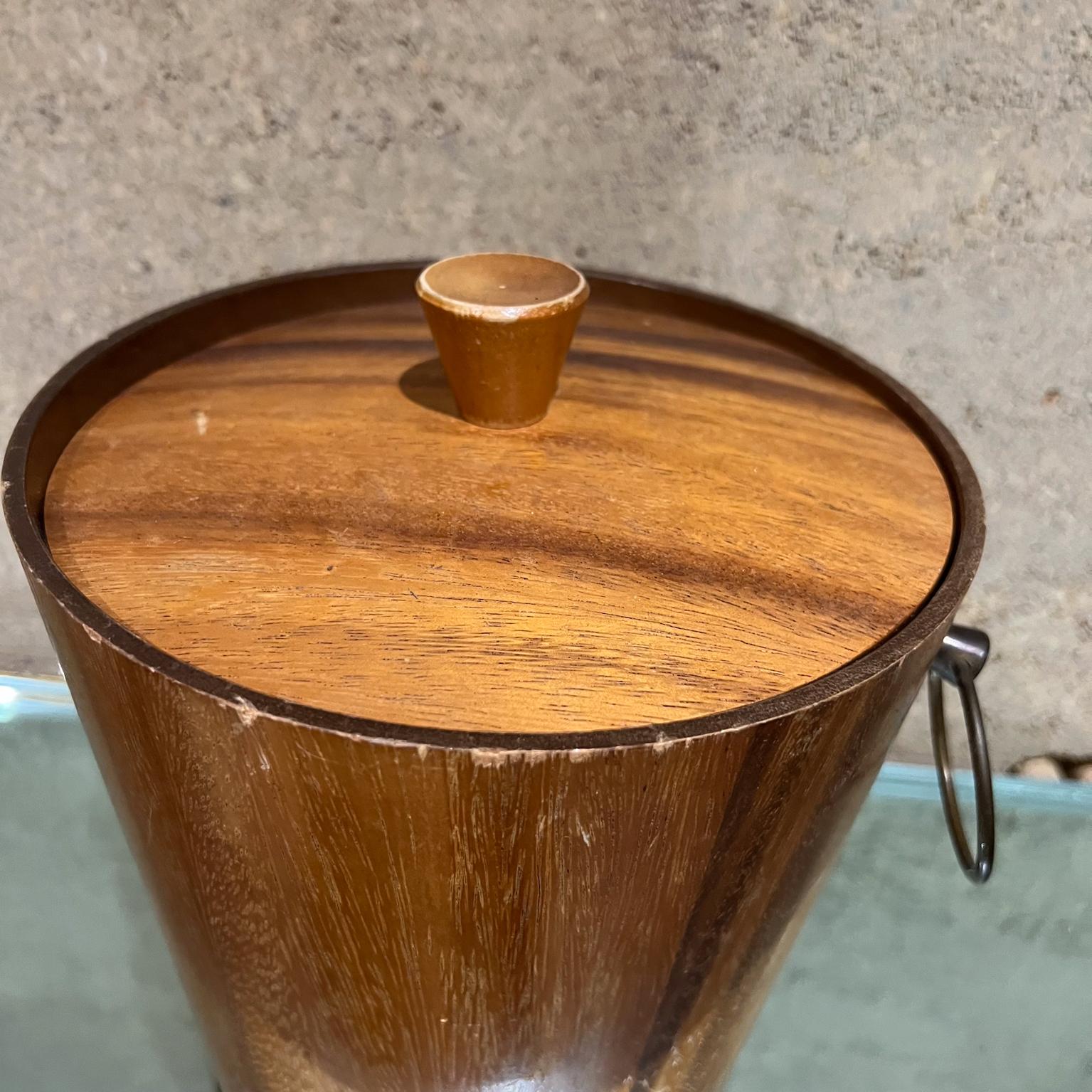 Mid-Century Modern 1960s KMC Barware Vintage Wood Ice Bucket Japan For Sale