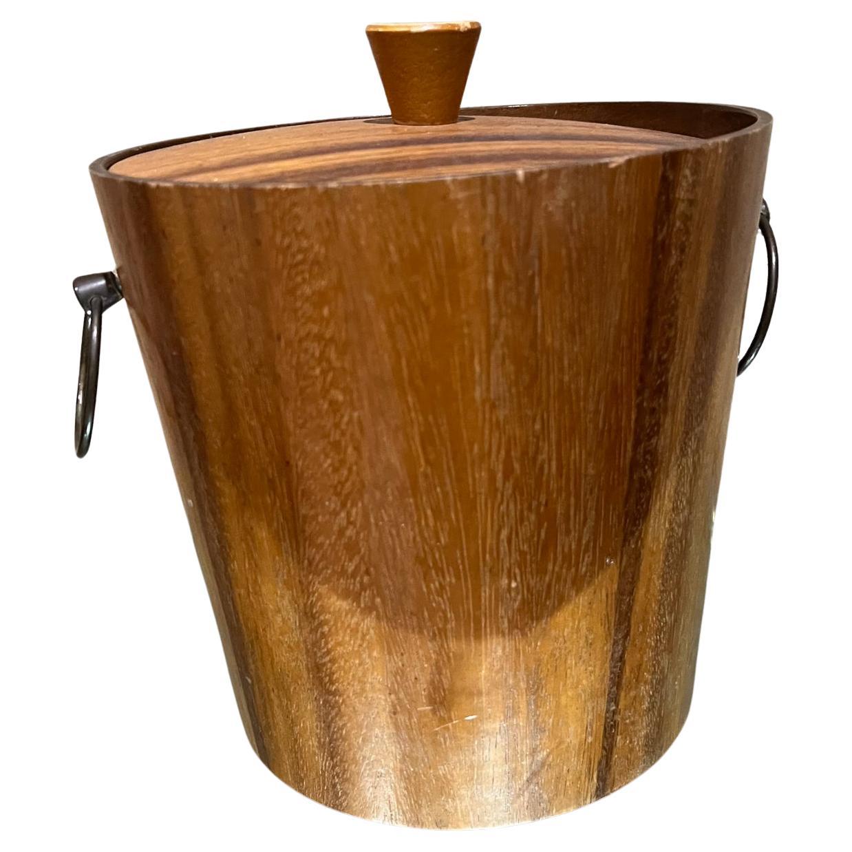 1960s KMC Barware Vintage Wood Ice Bucket Japan