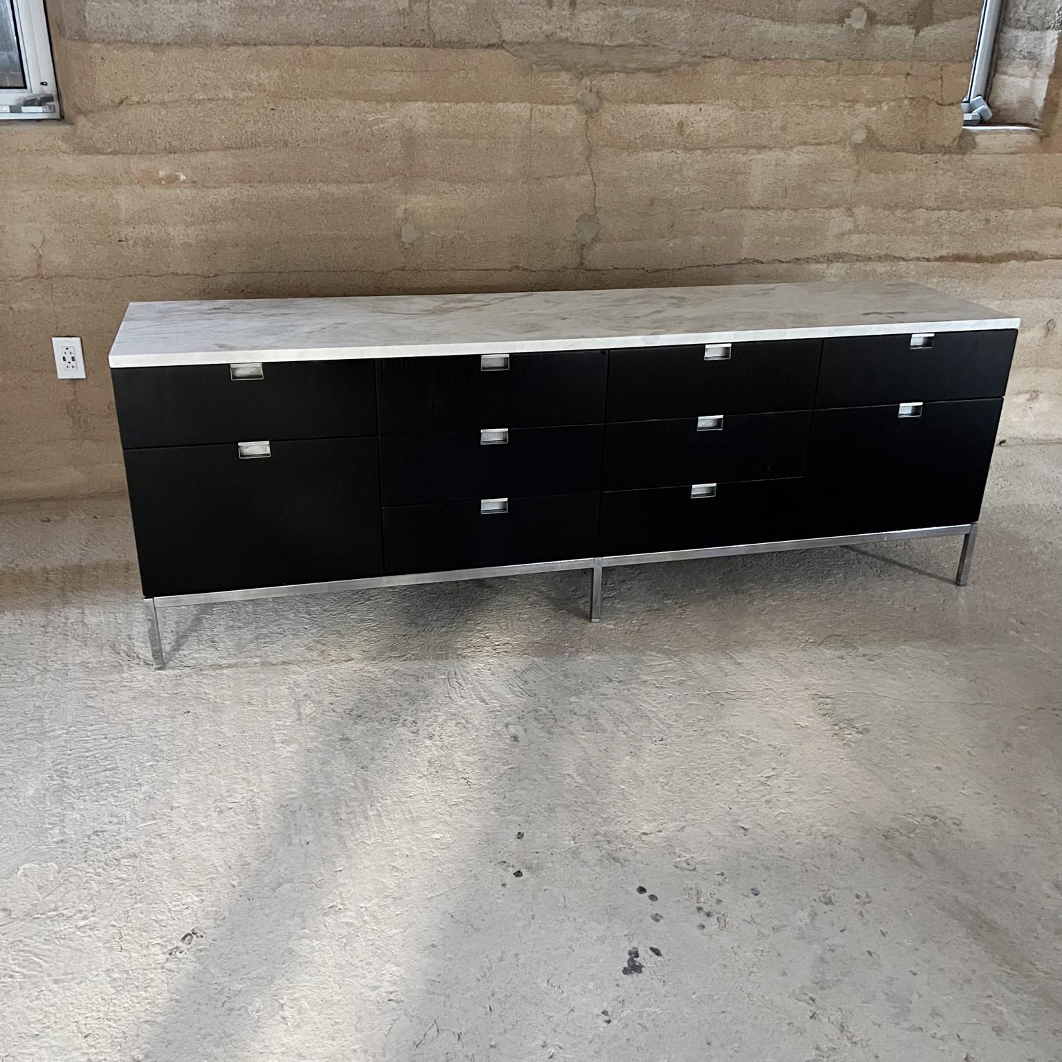 1960s Knoll Credenza Ebonized Wood Marble Florence Knoll Design For Sale 1