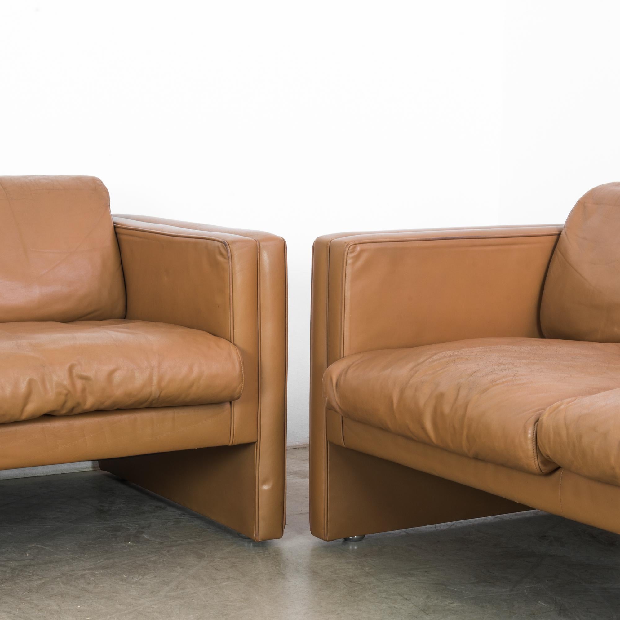 Danish 1960s Knoll Leather Sofas, a Pair