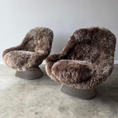 1960s Knoll Warren Platner Easy Chairs in Sheepskin, Pair