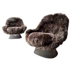 1960s Knoll Warren Platner Easy Chairs in Sheepskin, Pair 1960s Knoll Warren Platner Easy Chairs in Sheepskin, Pair