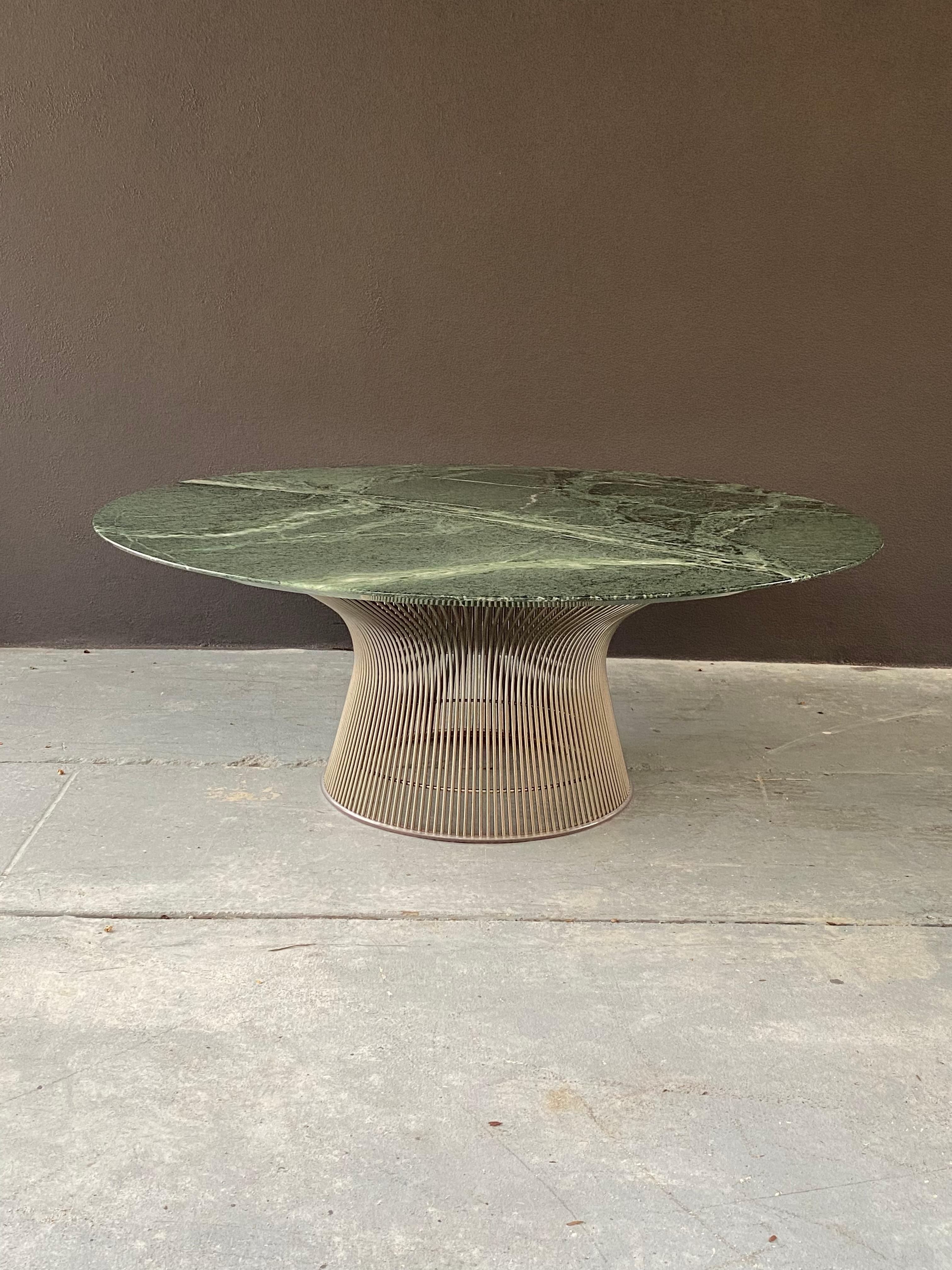 Mid-Century Modern 1960s Knoll Warren Platner Green Marble Coffee Table